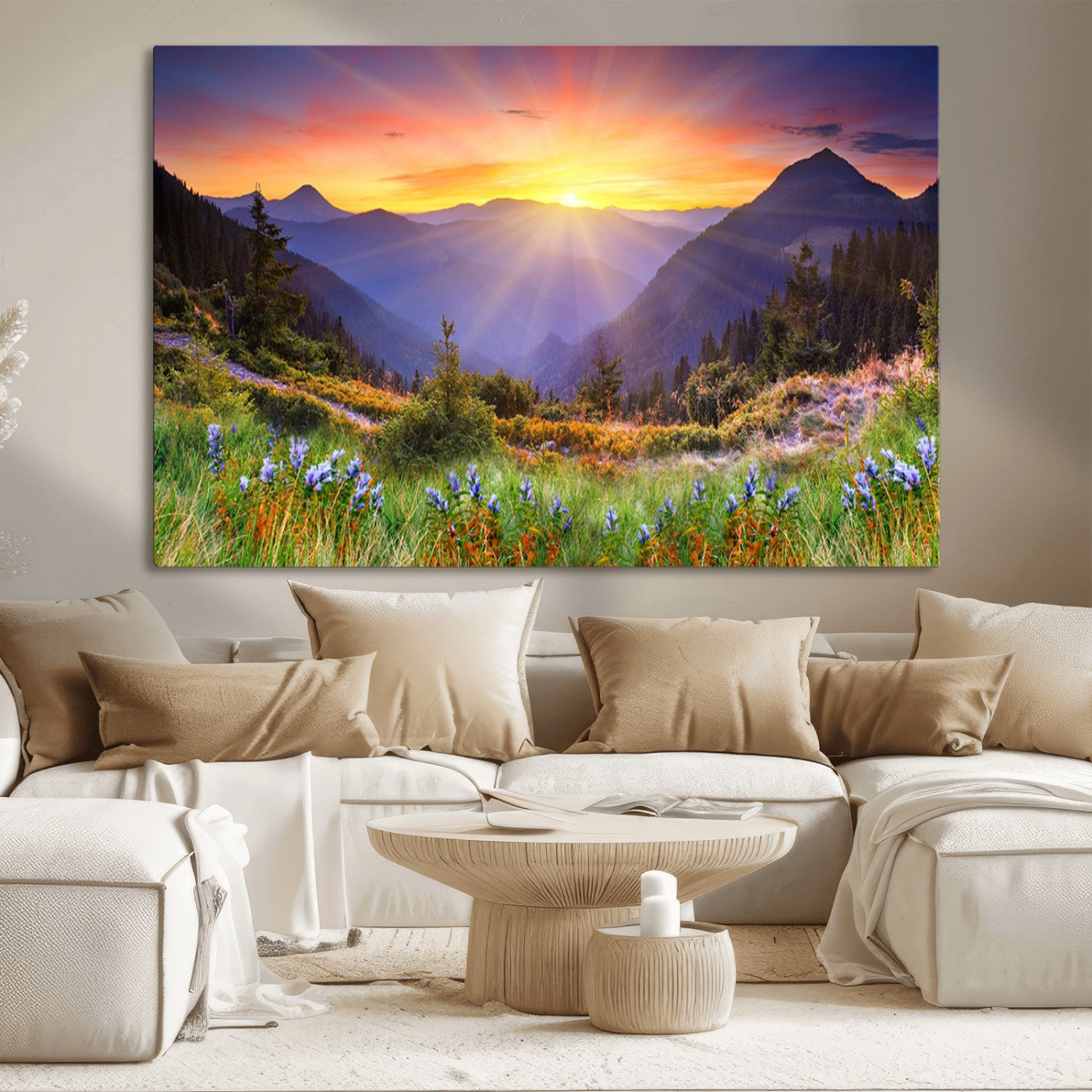MGV-CV-36X24 - Mountain and Spring Wall Art Canvas Print