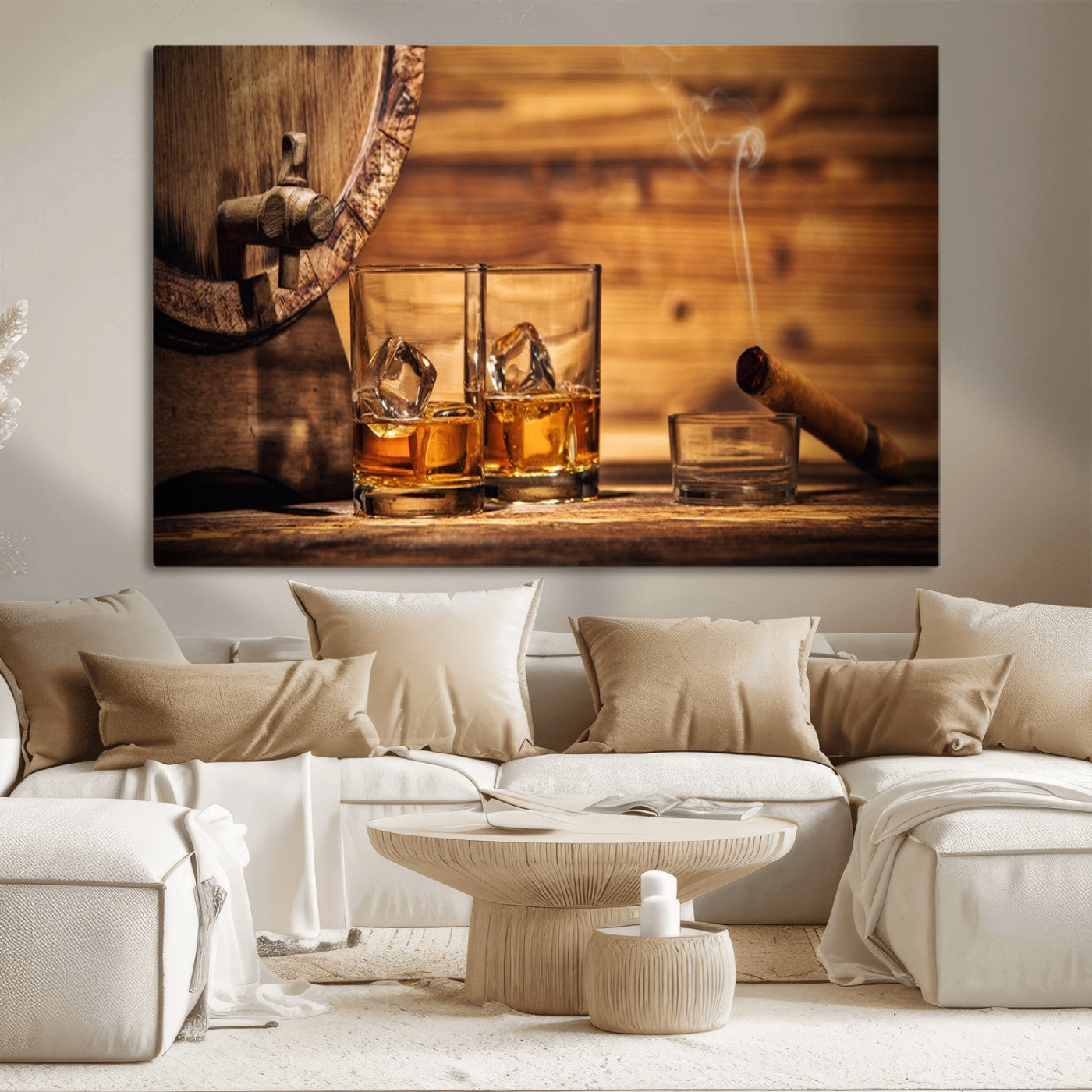 MGV-CV-36X24 - Rustic Whiskey and Barrel Canvas Print