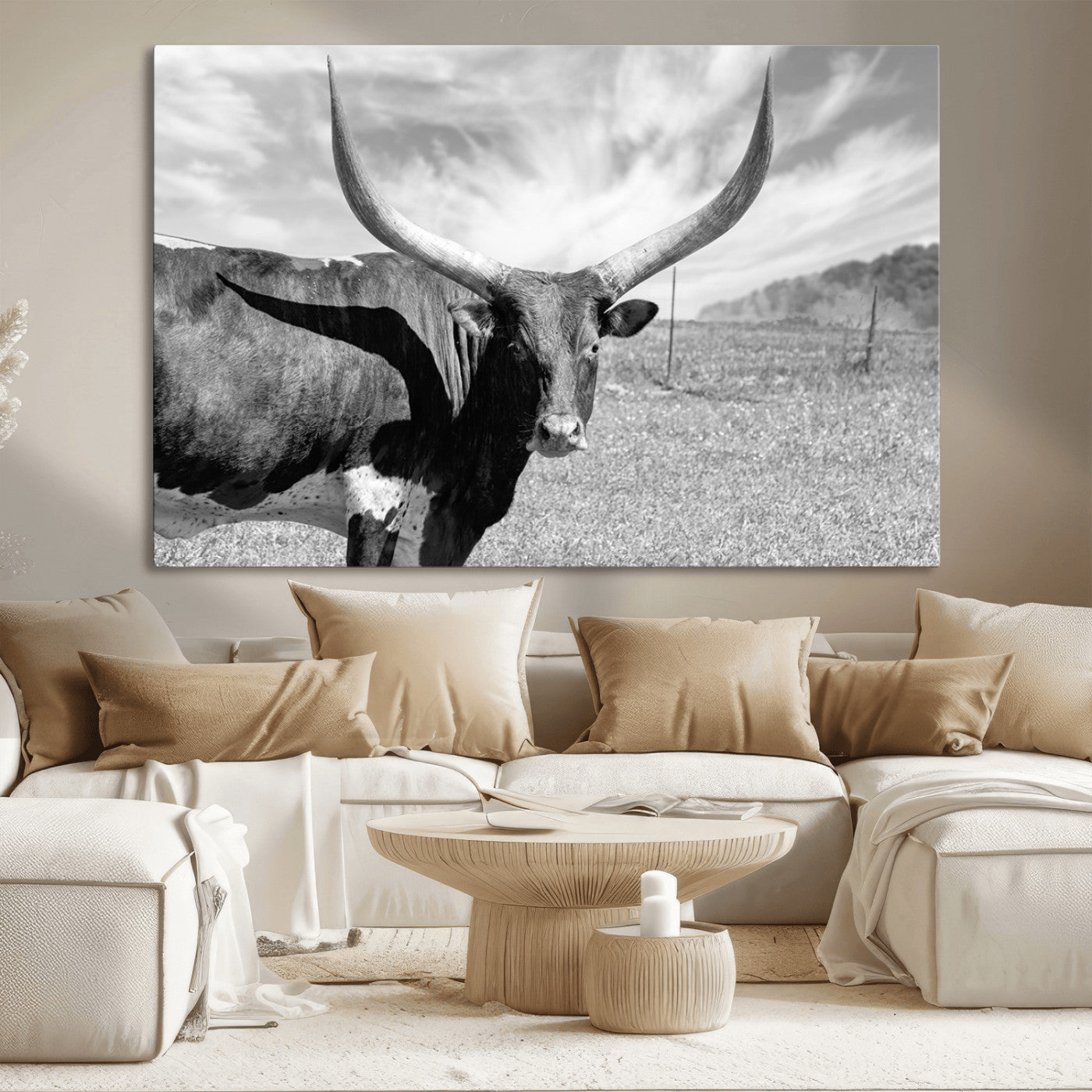MGV-CV-36X24 - Cattle Wall Art Longhorn Cow Canvas Print