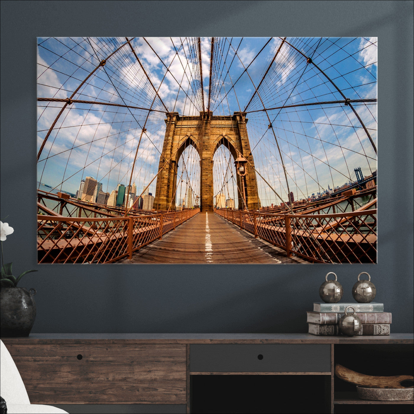 44467-MGV-CV-36X24-Brooklyn Bridge Manhattan Wall Art Canvas Print