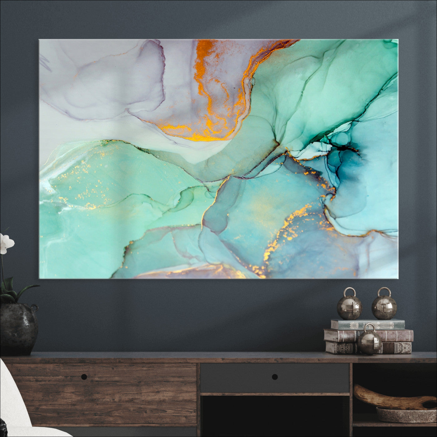 36934-MGV-CV-36X24-Colorful Marble Fluid Effect Canvas Wall Art Print