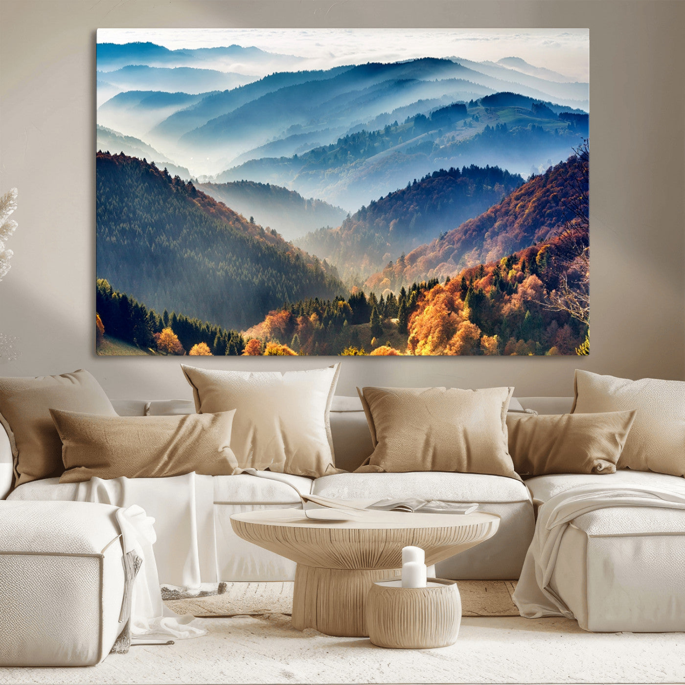 MGV-CV-36X24 - Mountains Forest Autumn Wall Art Canvas Print