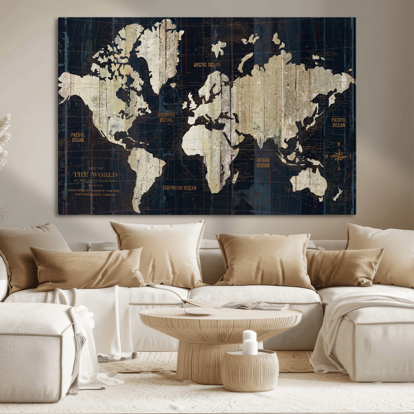 MGV-CV-36X24 - Push Pin World Map Canvas Print – Framed Wall Art for Couples to Track Their Travels – Anniversary