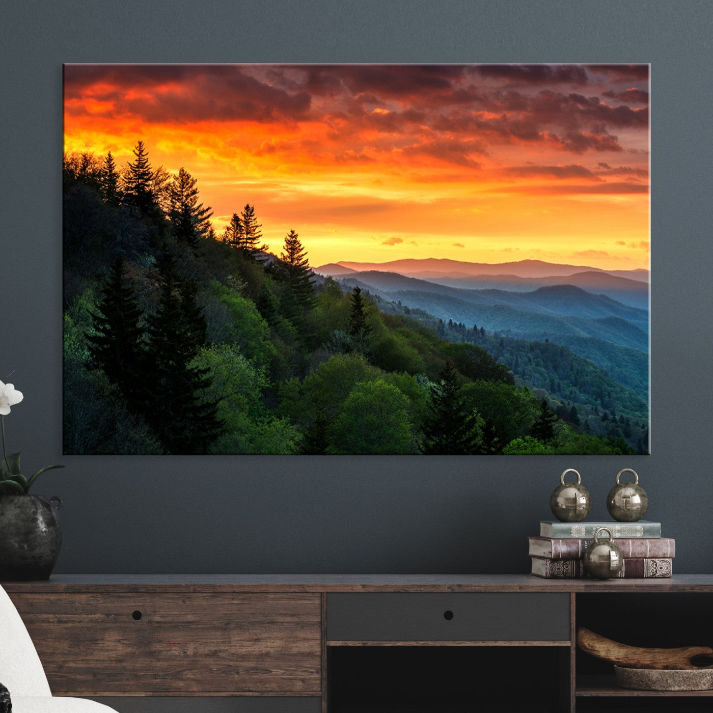 28501-MGV-CV-36X24-Forest Landscape Wall Art Sunset Canvas, Forest Sunset Canvas Print