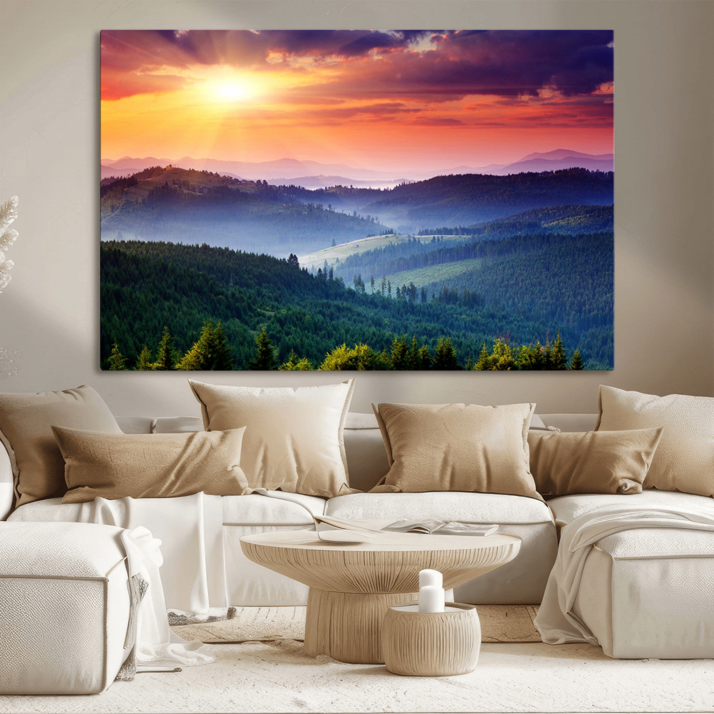 MGV-CV-36X24 - Mountain and Sunset Wall Art Canvas Print