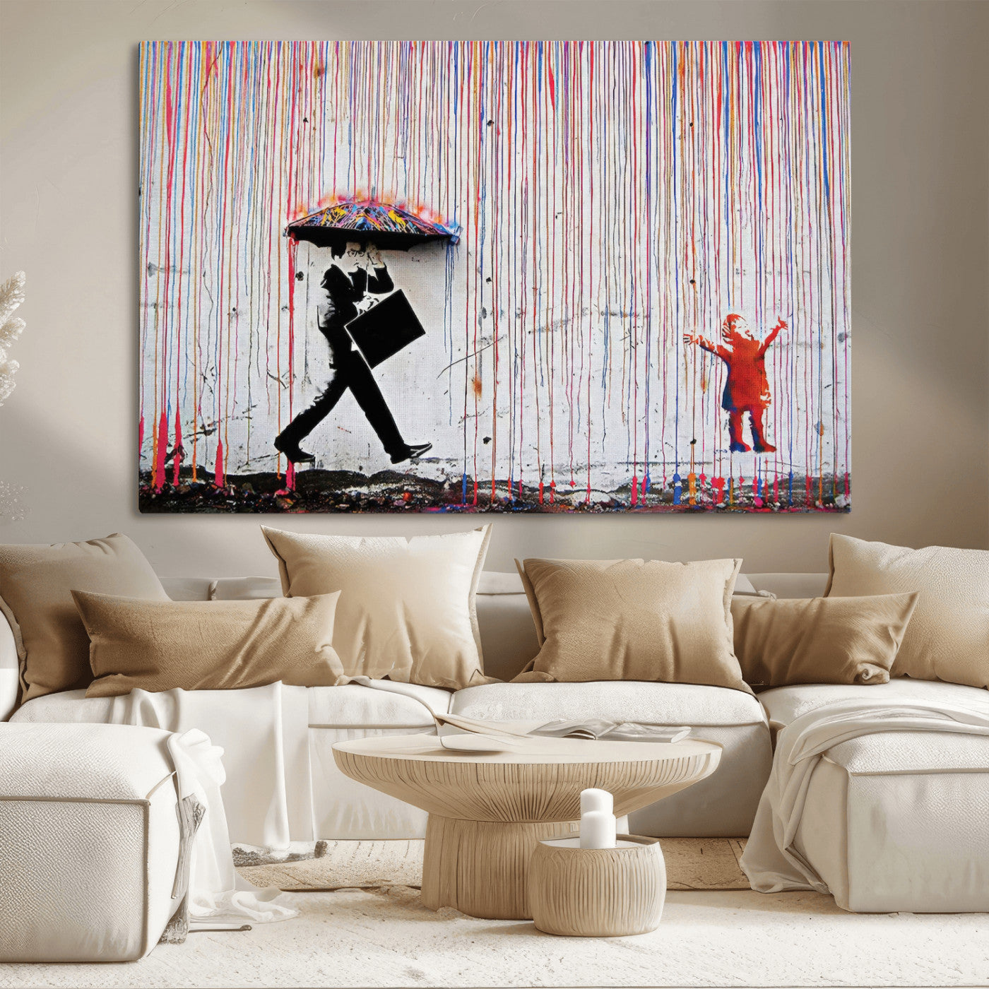 MGV-CV-36X24 - Banksy Wall Art Canvas Print, Framed Graffiti Art Picture Print, Banksy Urban Graffiti Perfect Modern Decor Artwork