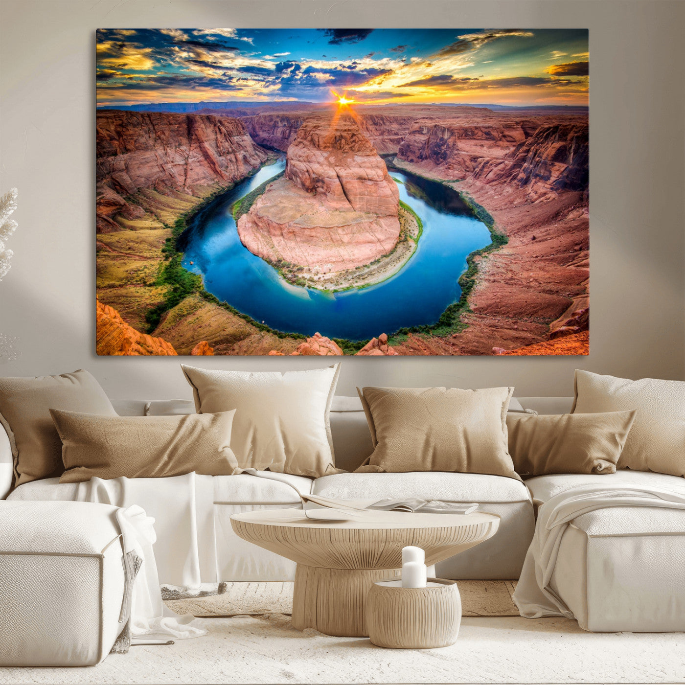 MGV-CV-36X24 - Sunset on the Horseshoe Bend Grand Canyon, Horseshoe Bend Grand Canyon Canvas Wall Art Print