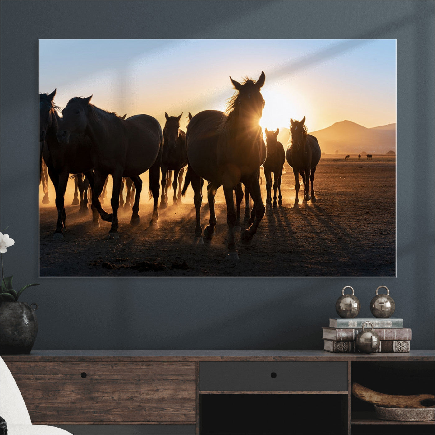 58965-MGV-CV-36X24-Horse Herd Wall Art Animal Canvas Print