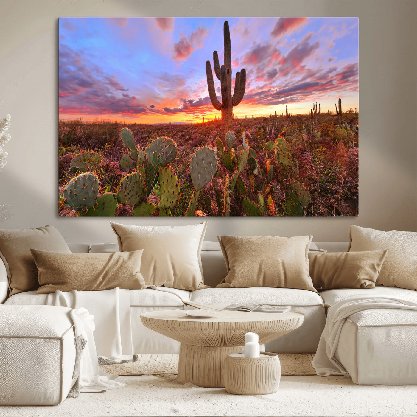 MGV-CV-36X24 - Arizona Desert Wall Art Canvas Print - Framed Deser Sunset Wall Decor