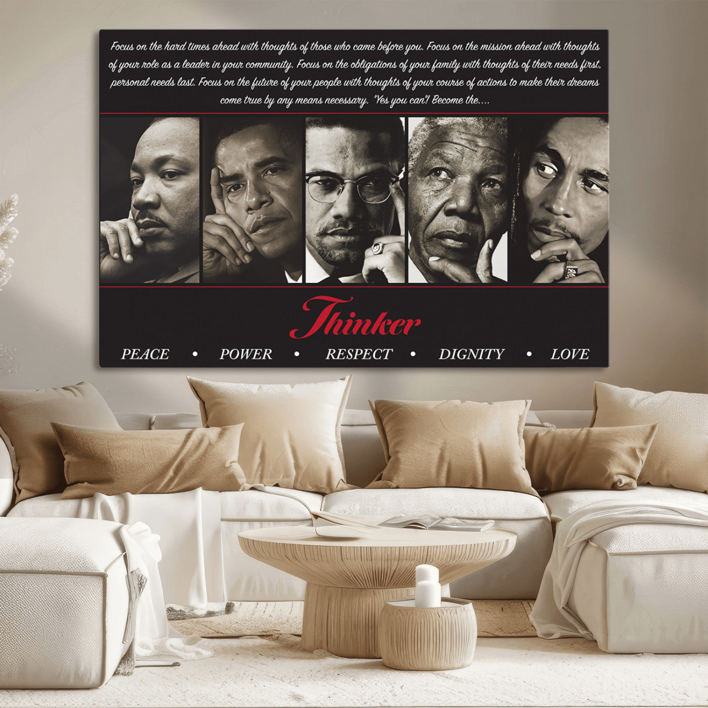 MGV-CV-36X24 - Thinkers of Wall Art Canvas Print - Inspirational Wall Art Featuring Icons of Peace, Power, and