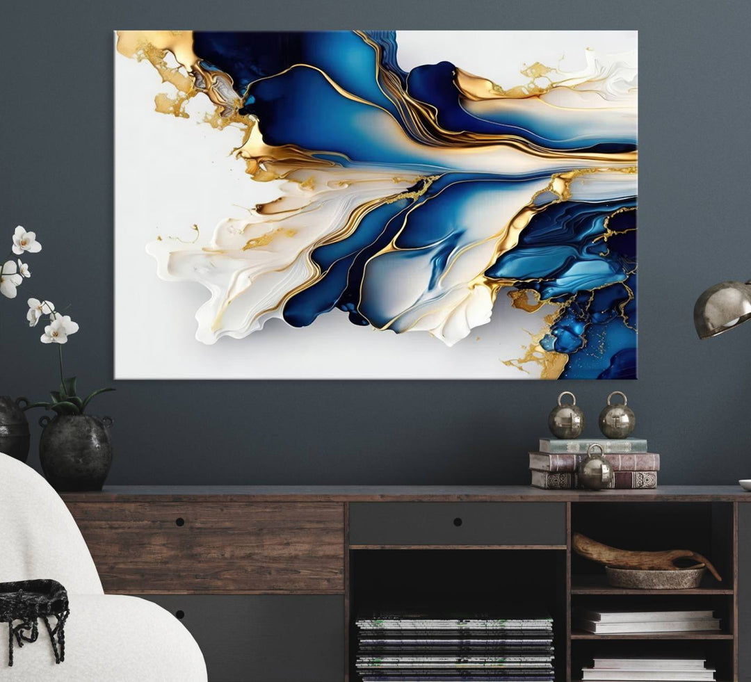 Abstract wall art, Gold Marble Art canvas.