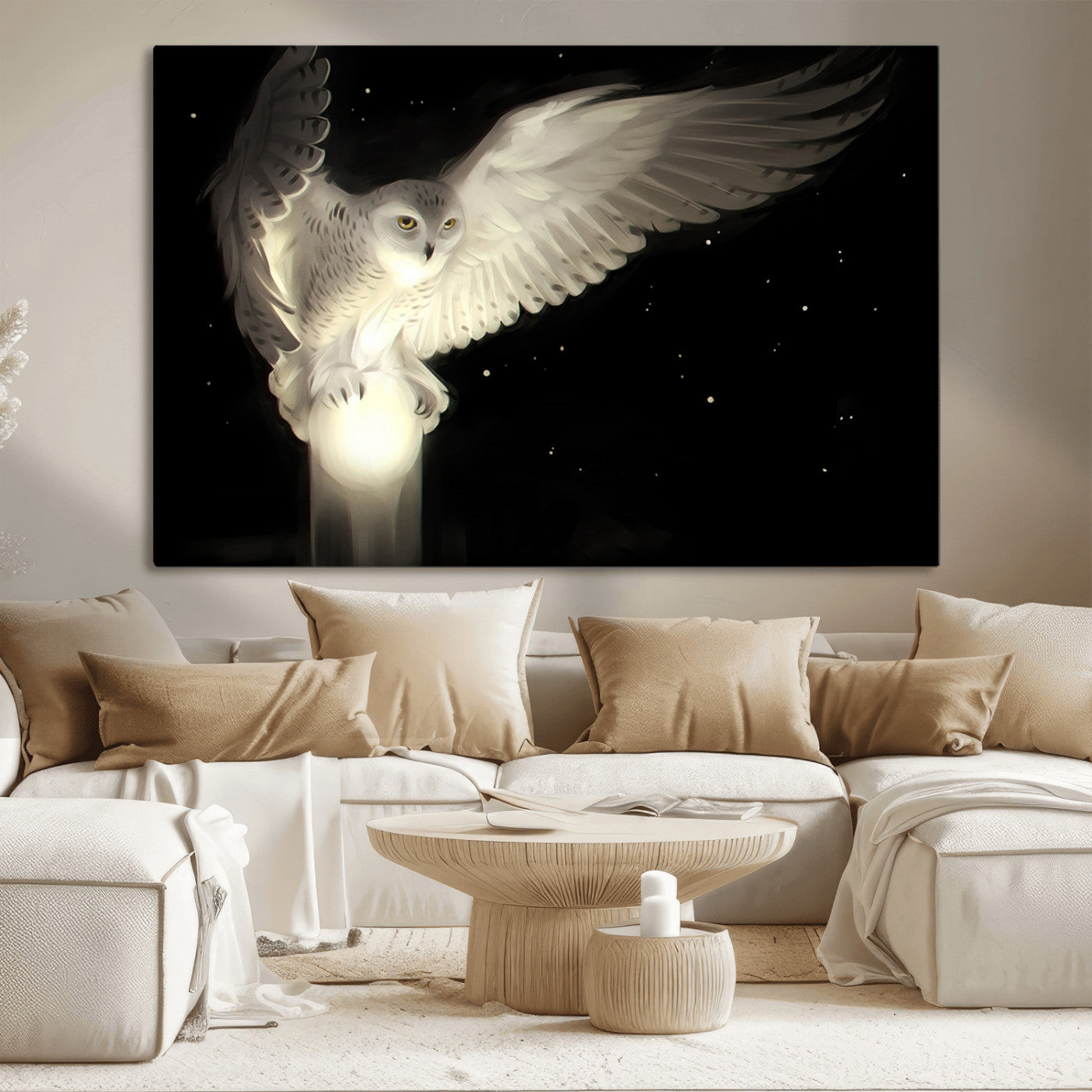 MGV-CV-36X24 - Night Owl Art -  Illuminating the Darkness – Unique Animal-Inspired Wall Art for Modern Decor |