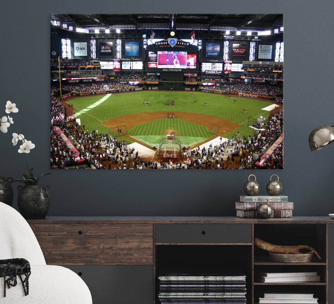 The Arizona Diamondbacks Canvas Print of Chase Field is a meaningful piece of wall art for any sports fan.