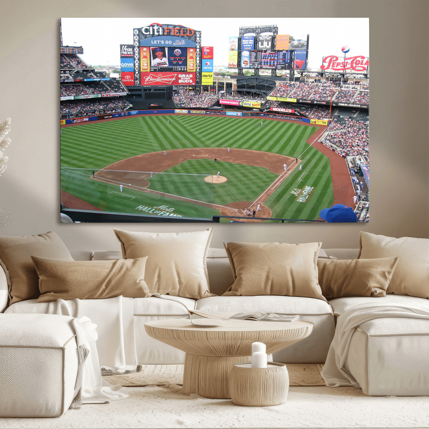 MGV-CV-36X24 - New York Mets Baseball Team Print - Citi Field Baseball Stadium Wall Art Canvas Print