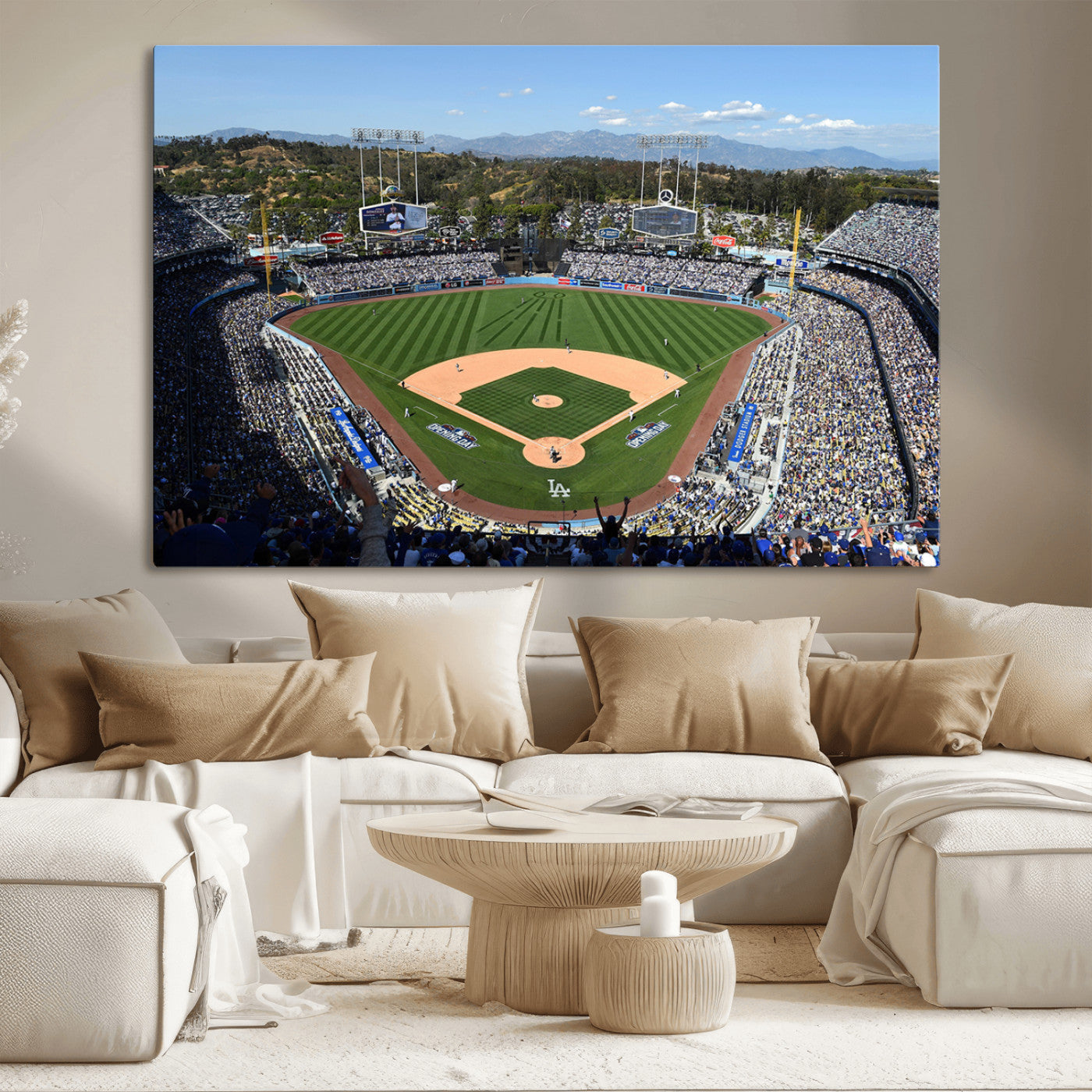 MGV-CV-36X24 - Los Angeles Dodgers Dodger Stadium Wall Art Canvas Print - MLB Baseball Stadium Wall Art Canvas