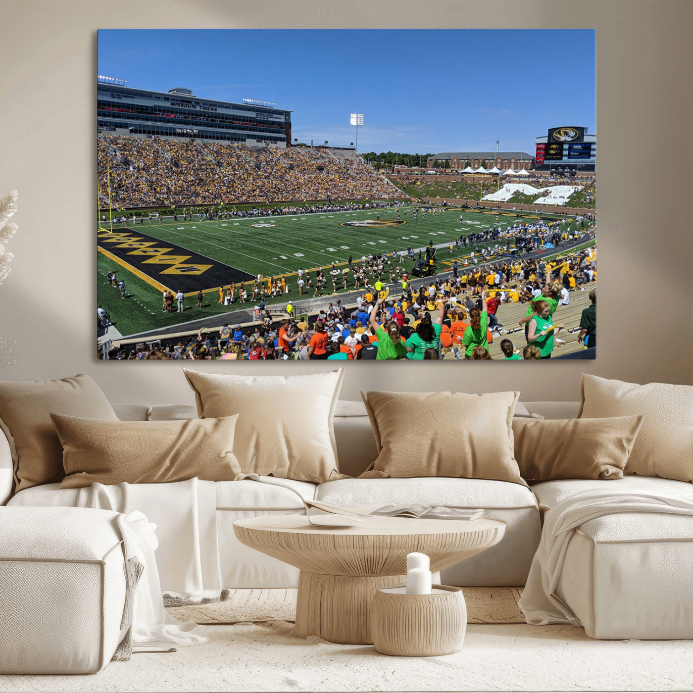 MGV-CV-36X24 - University of Missouri Tigers Football Team Print - Columbia Faurot Field Memorial Stadium Wall Art