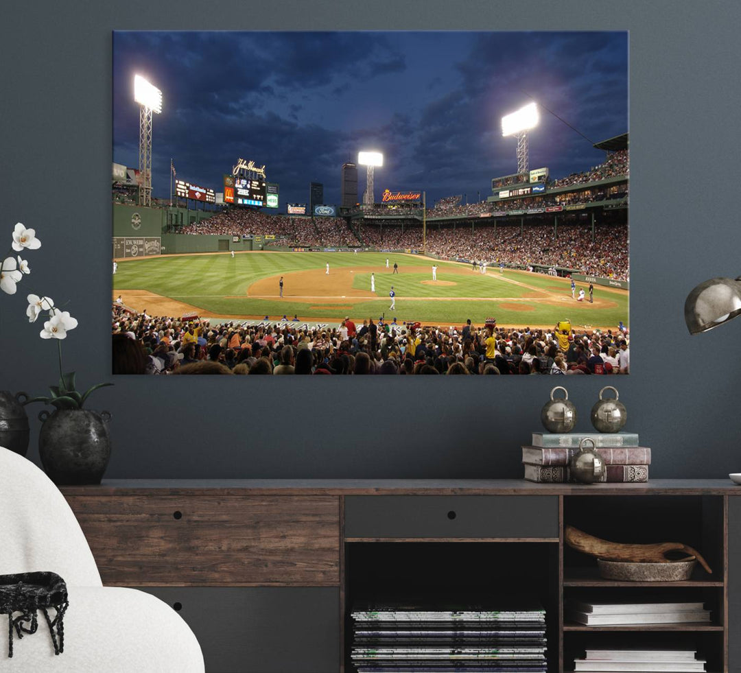 The Boston Red Sox Fenway Park Canvas: a cozy baseball scene, perfect wall art.