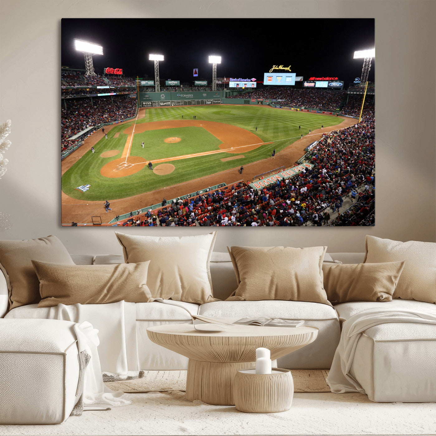 MGV-CV-36X24 - Boston Red Sox Baseball Team Print - Massachusetts Fenway Park Stadium Wall Art Canvas Print