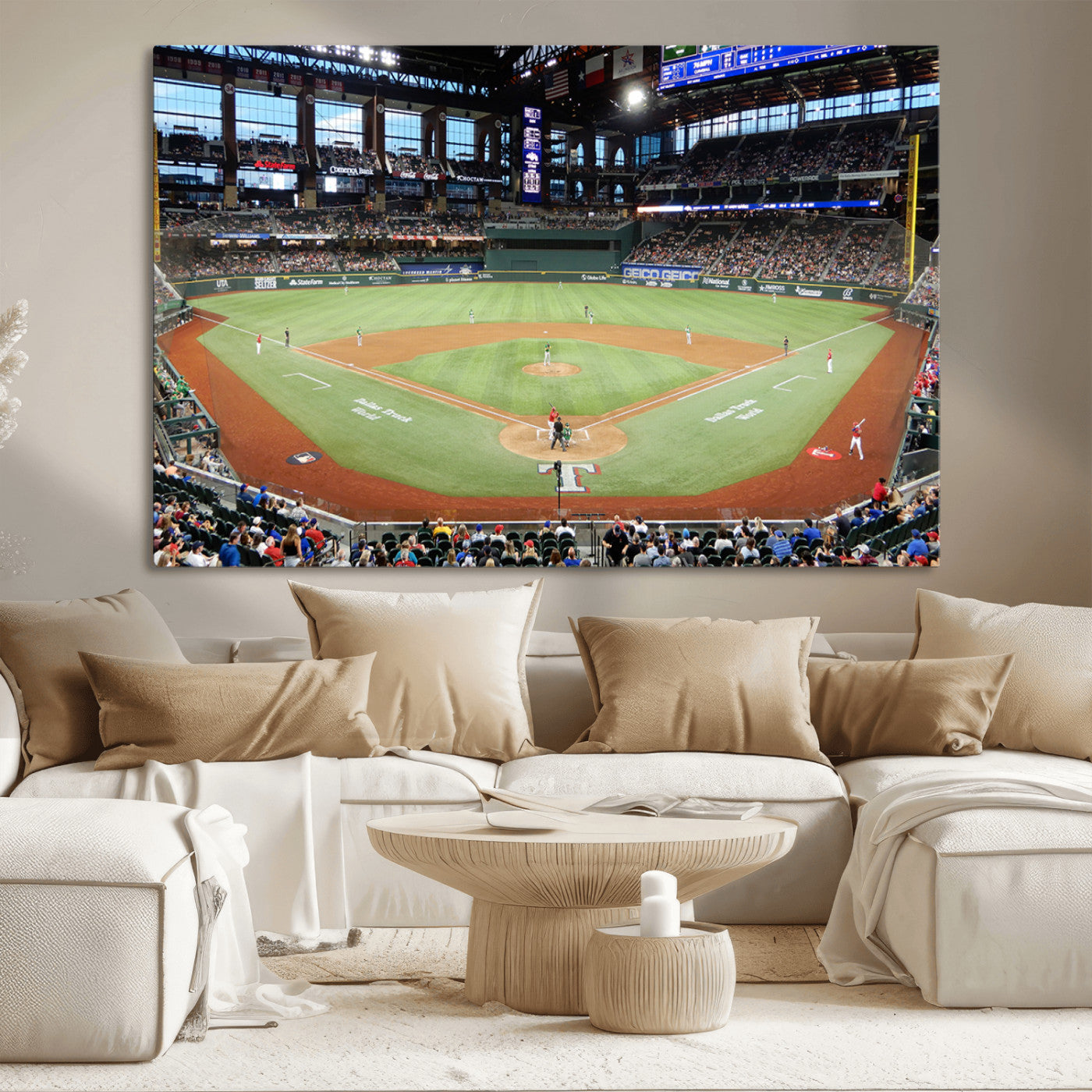 MGV-CV-36X24 - Texas Rangers Baseball Team Print - Arlington Globe Life Field Stadium Canvas Print Wall Art