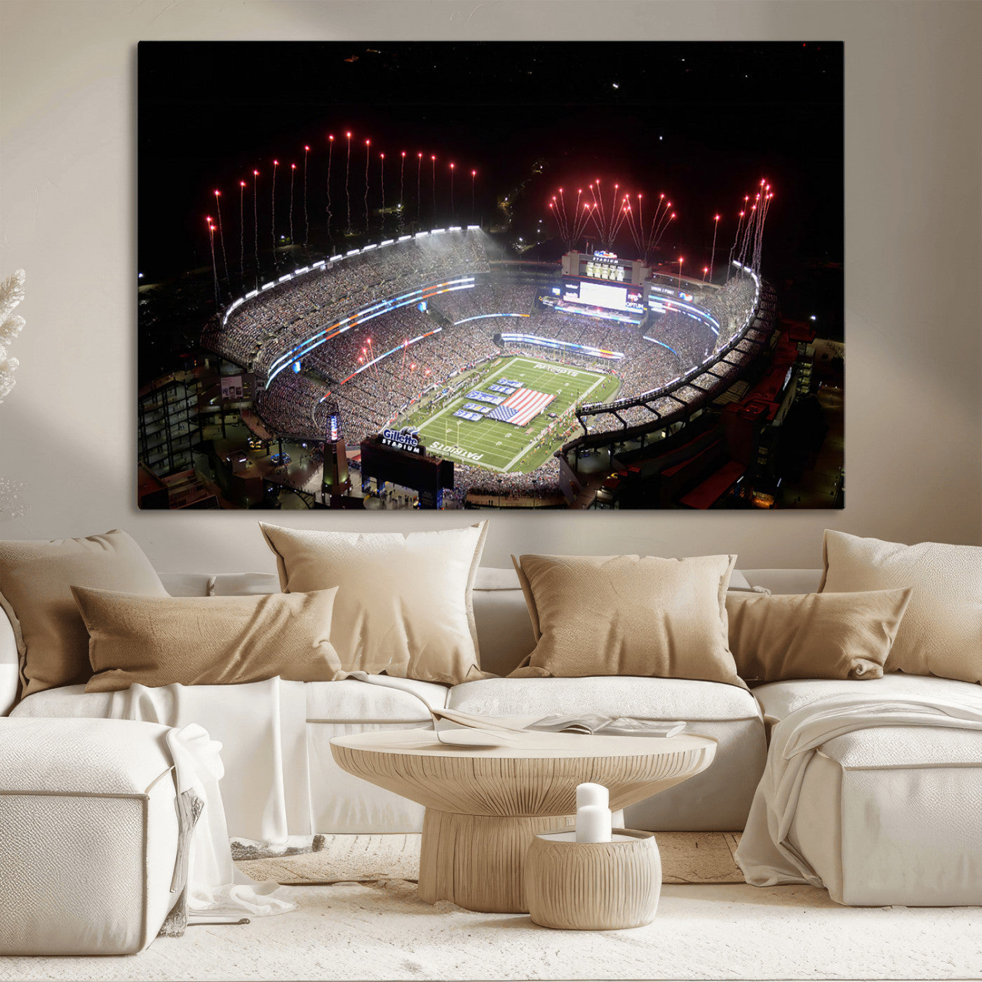 MGV-CV-36X24 - New England Patriots Team Print Wall Art- Foxborough Gillette Stadium Wall Art Canvas Print