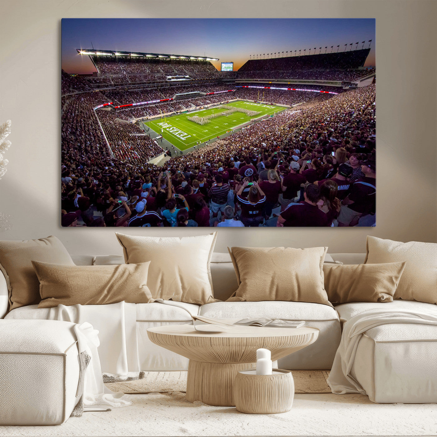 MGV-CV-36X24 - Texas A&M University Aggies Football Team Print - College Station Kyle Field Stadium Wall Art Canvas