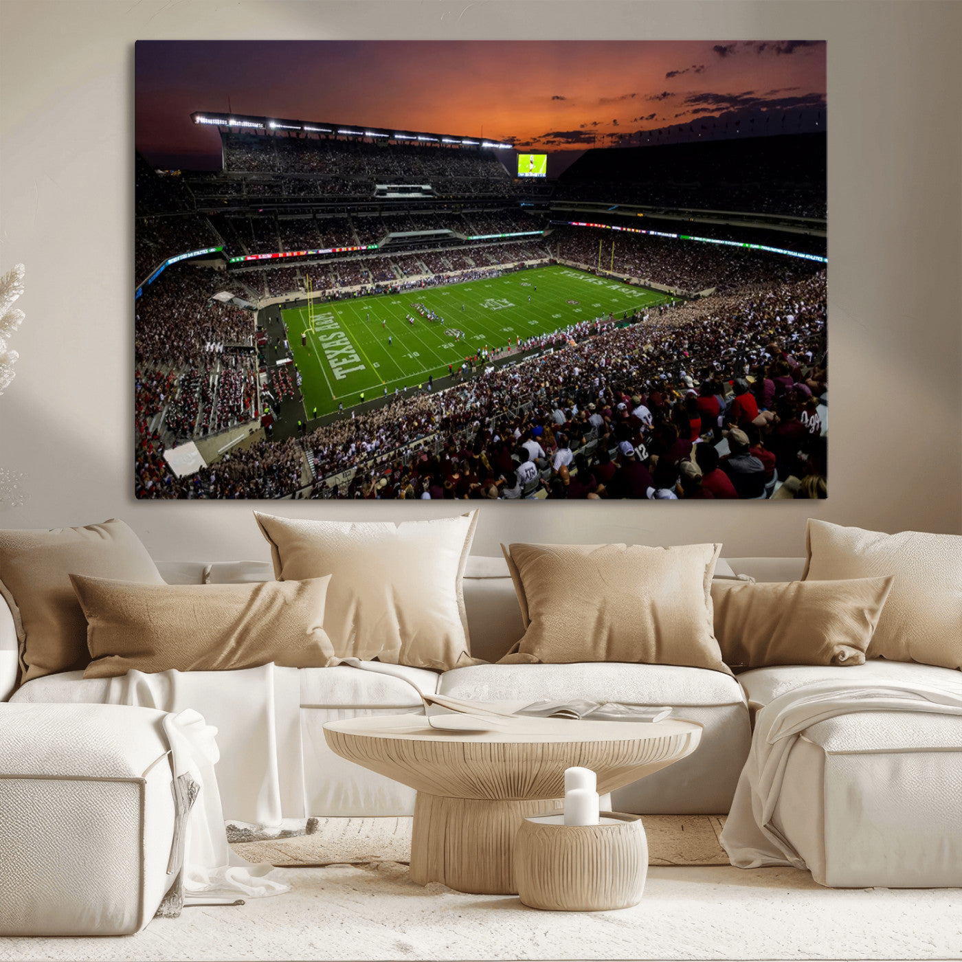 MGV-CV-36X24 - Texas A&M Aggies Football Team Print - College Station Kyle Field Stadium Wall Art Canvas Print