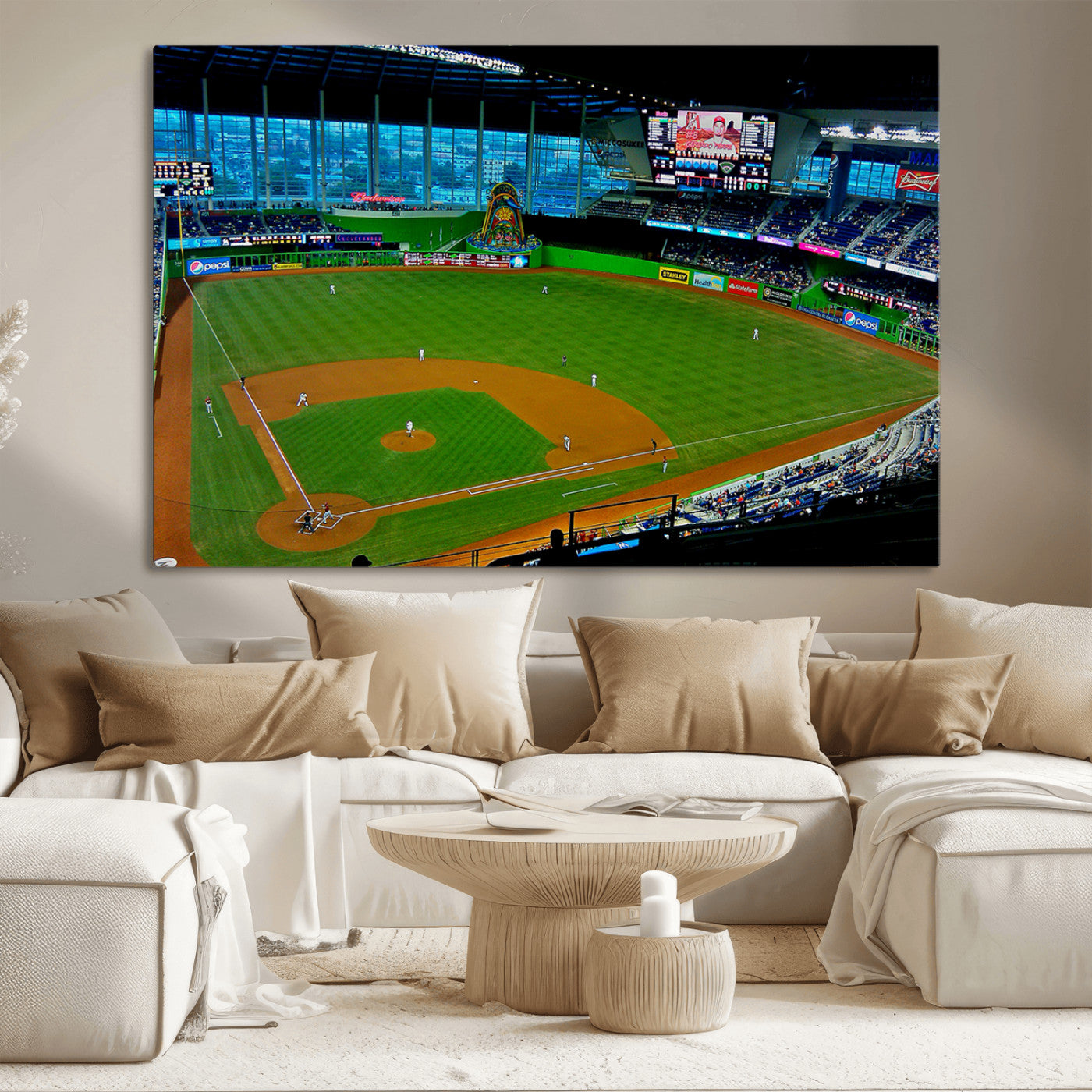 MGV-CV-36X24 - Miami Marlins Baseball Team Print - Miami LoanDepot Park Stadium Wall Art Canvas Print