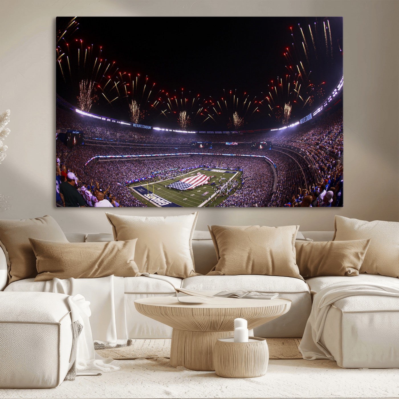 MGV-CV-36X24 - New York Giants Football Team Print - East Rutherford MetLife Stadium Wall Art Canvas Print