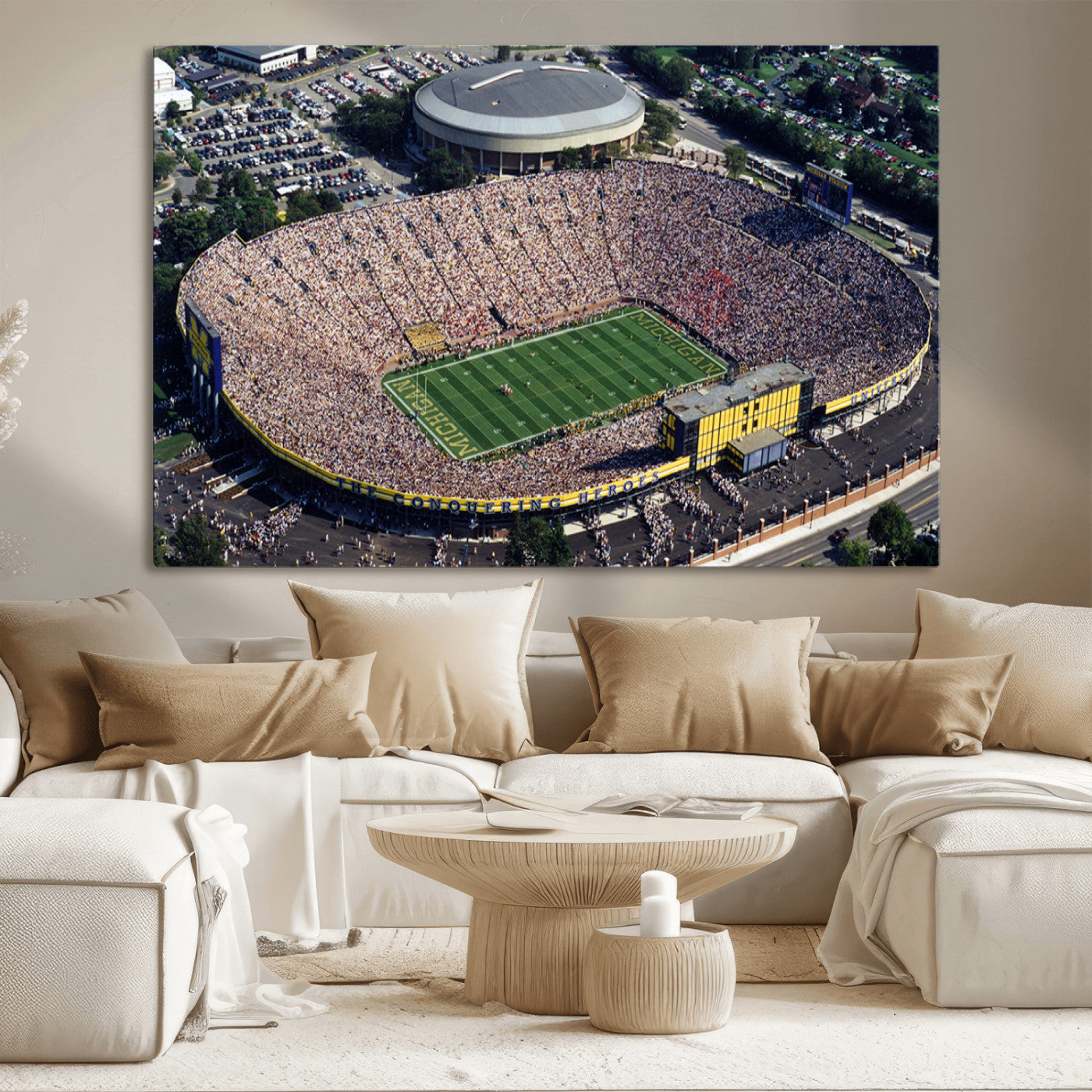MGV-CV-36X24 - Michigan Wolverines Football Team Print - Ann Arbor Michigan Stadium Print, Michigan Wolverines