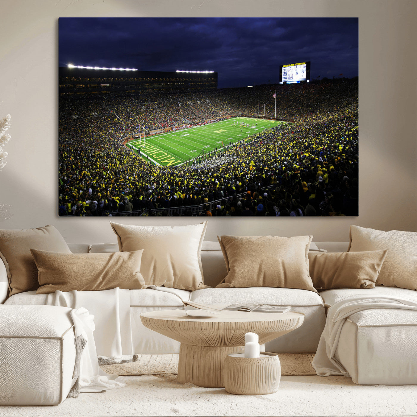 MGV-CV-36X24 - Michigan Wolverines Football Canvas Wall Decor, Football Team Print - Ann Arbor Michigan Stadium