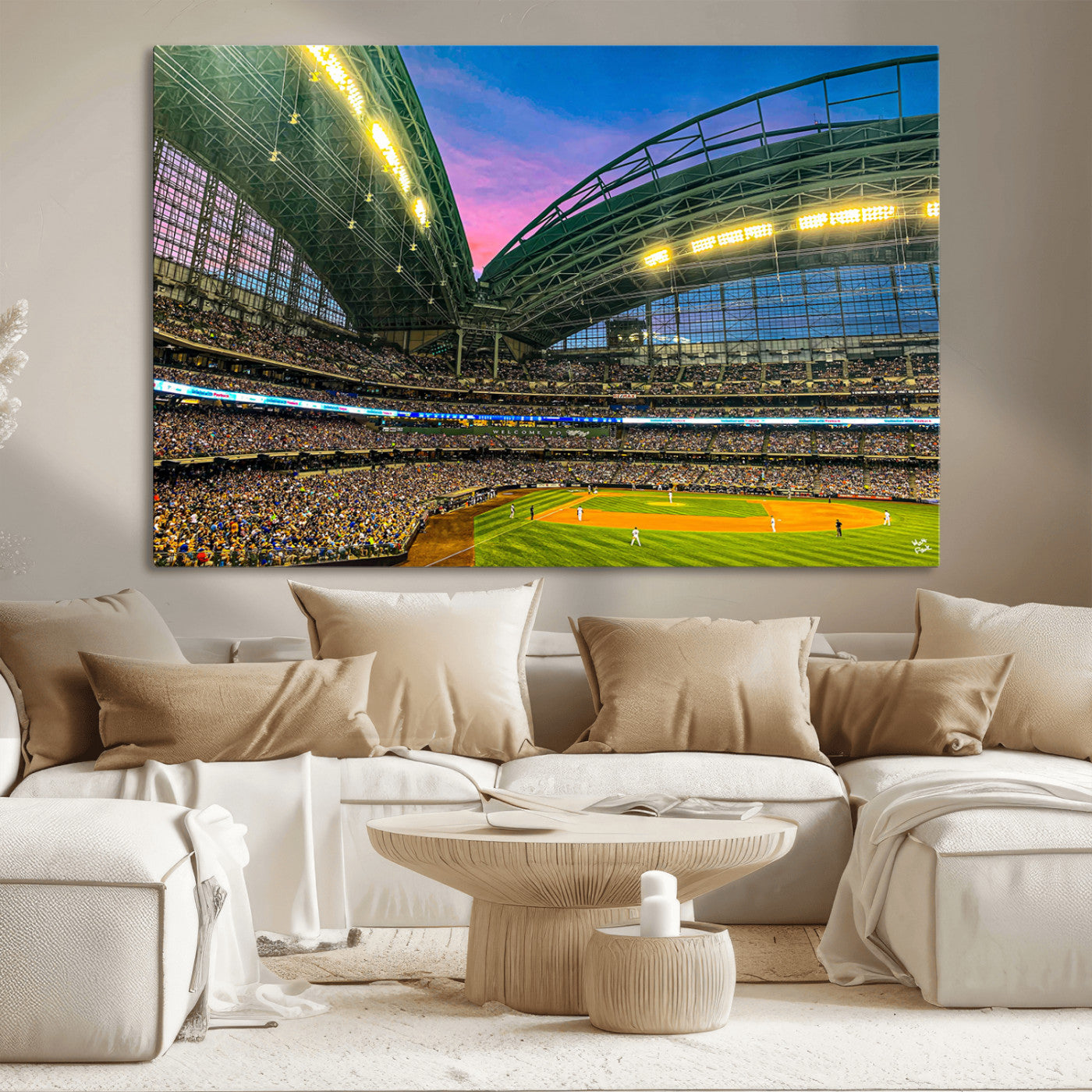 MGV-CV-36X24 - Milwaukee Brewers Baseball Team Print Canvas- American Family Field Stadium Wall Art Canvas Print