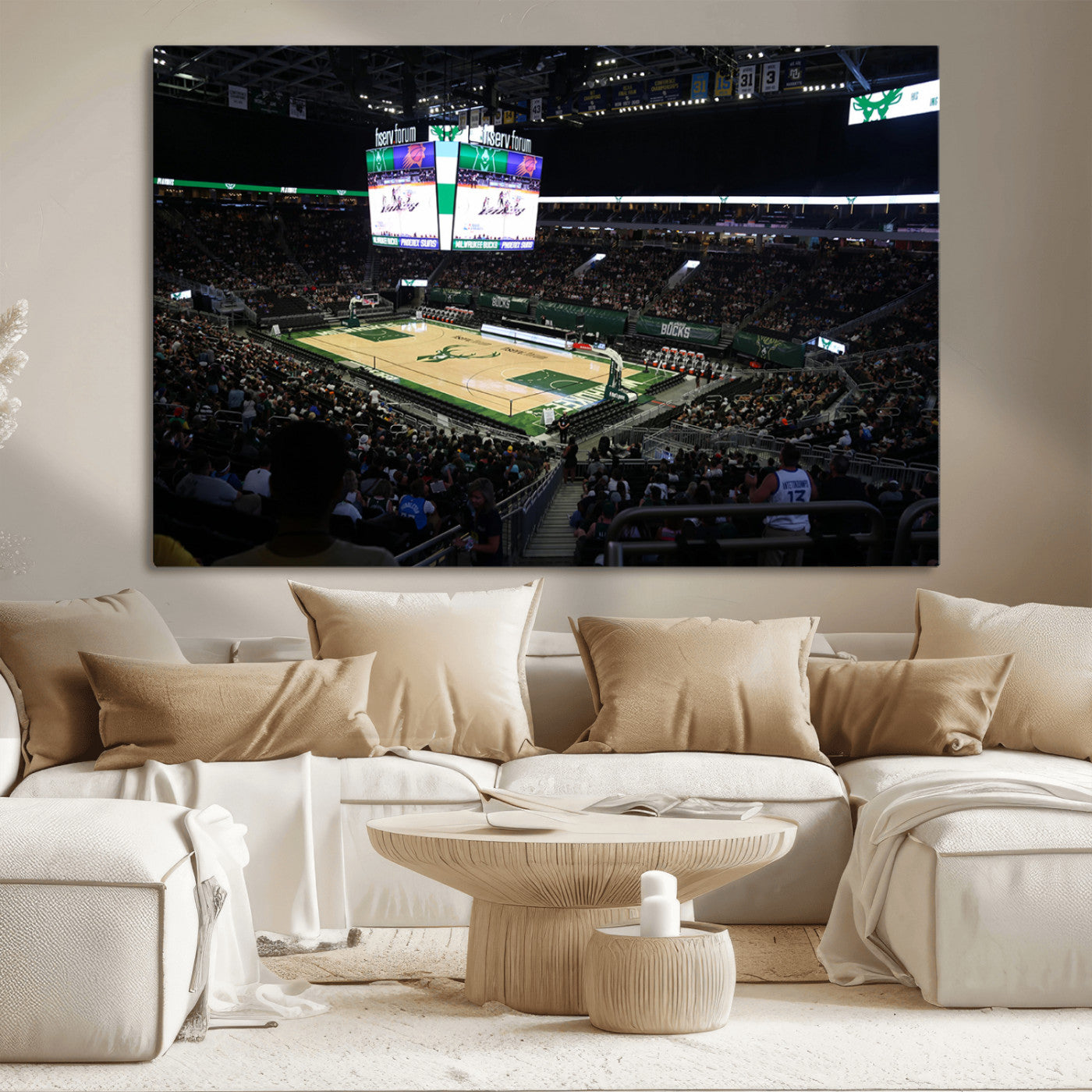 MGV-CV-36X24 - Milwaukee Bucks Basketball Print - Fiserv Forum Stadium Wall Art Canvas Print