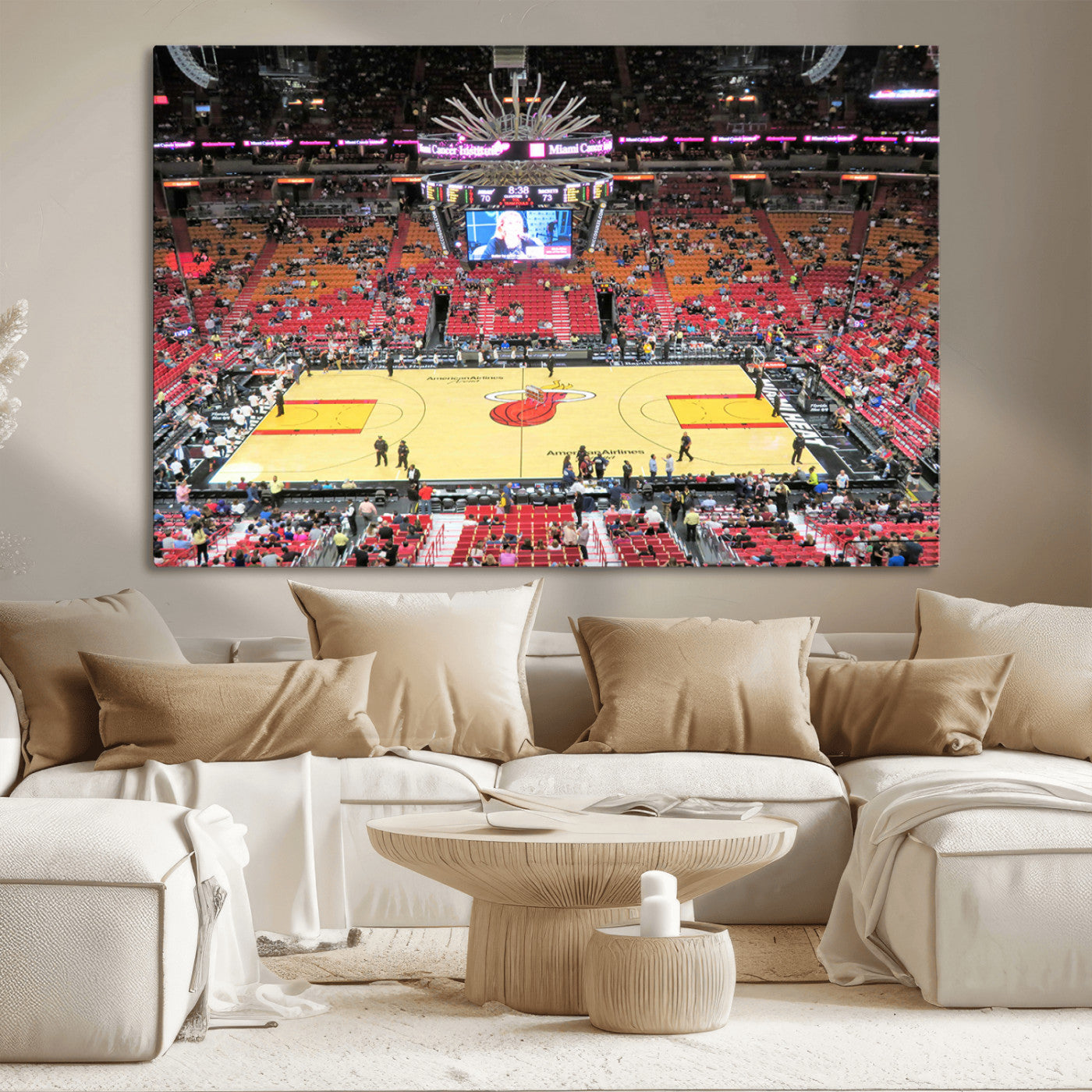 MGV-CV-36X24 - Miami Heat Basketball Team Print Wall Art- Kaseya Center Stadium Wall Art Canvas Print