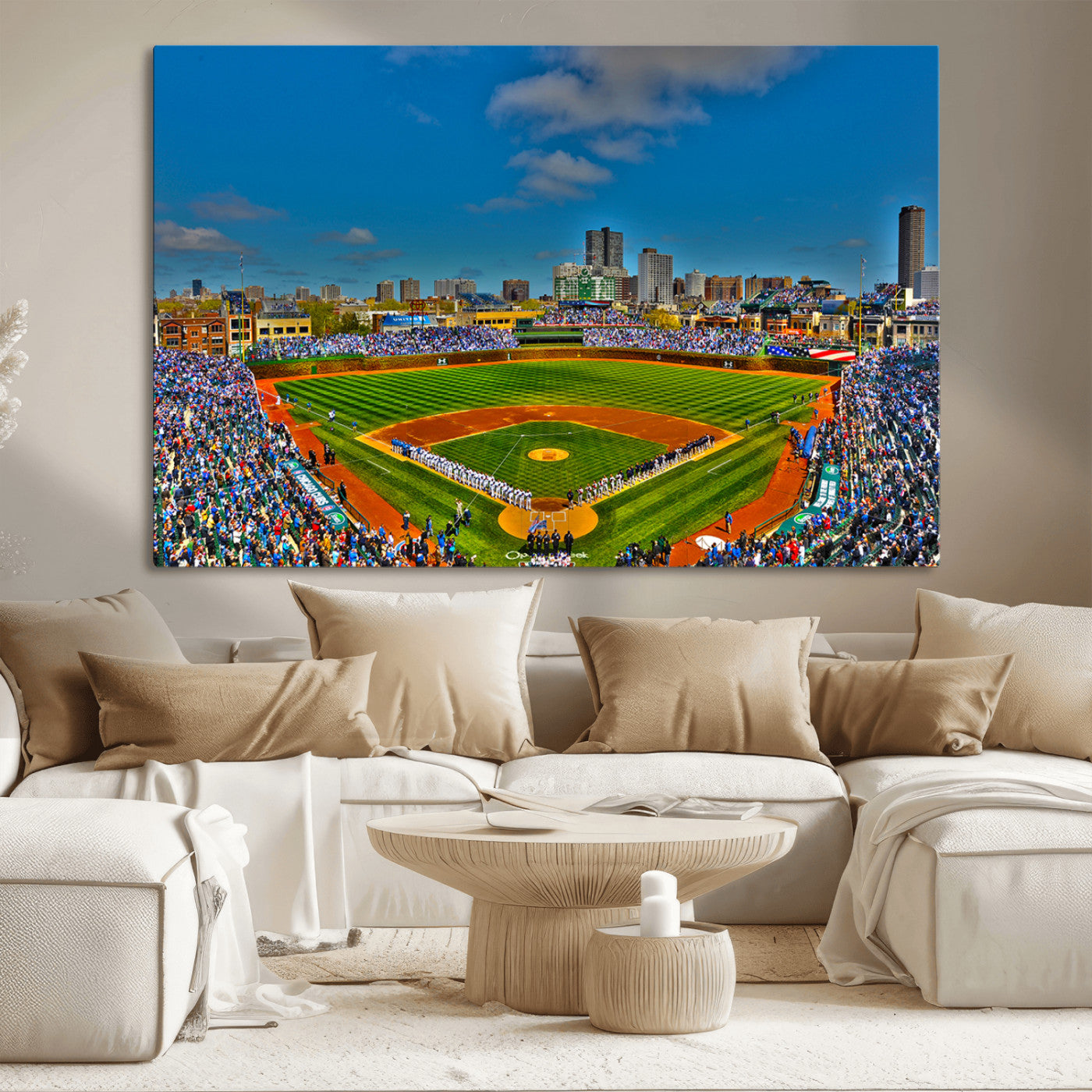 MGV-CV-36X24 - Wrigley Field Chicago Cubs Canvas Wall Art - Iconic Baseball Stadium Print for Sports Lovers - Ready