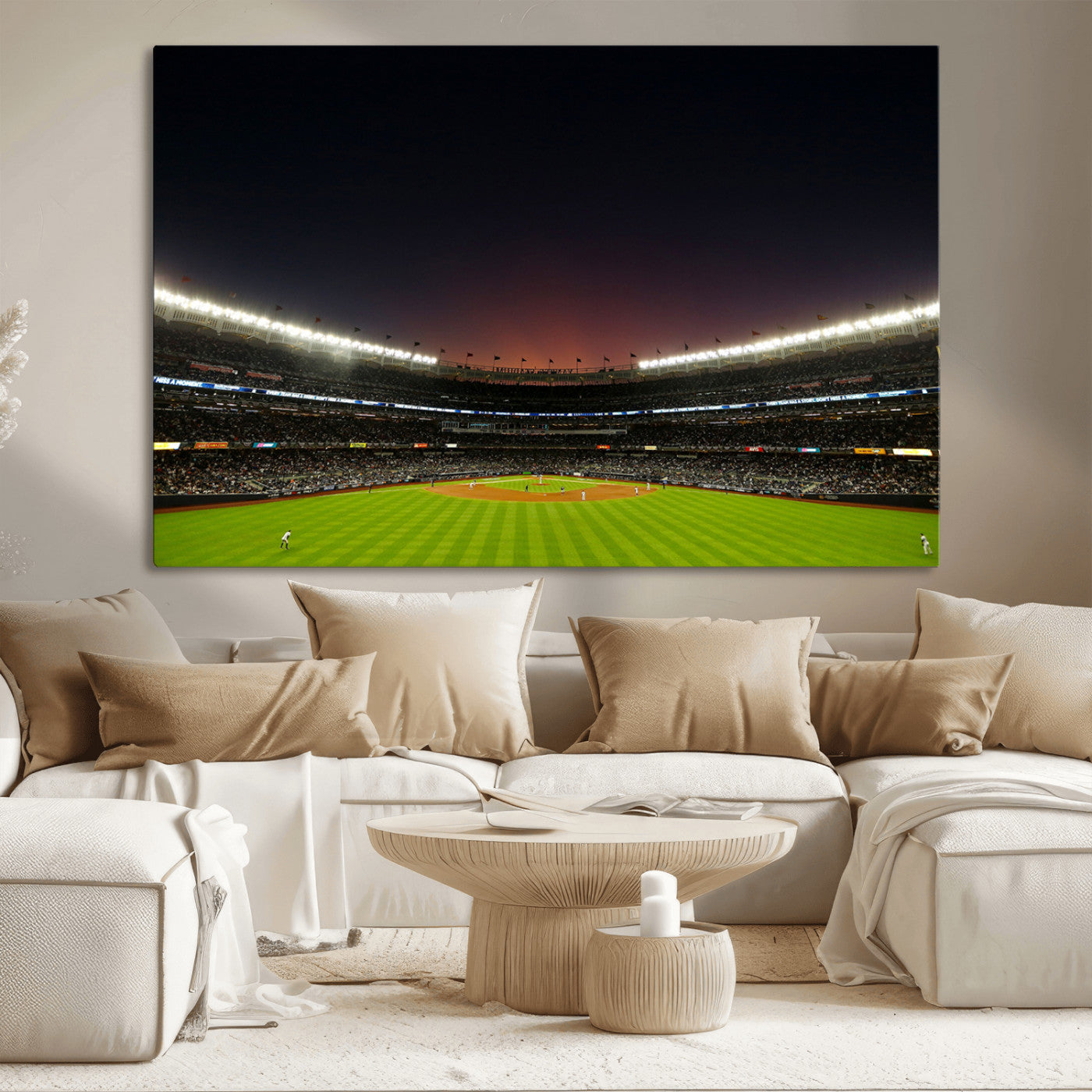 MGV-CV-36X24 - Yankee Stadium Night Game Triple Canvas, Yankee Stadium Canvas Wall Art - New York Yankees MLB Match