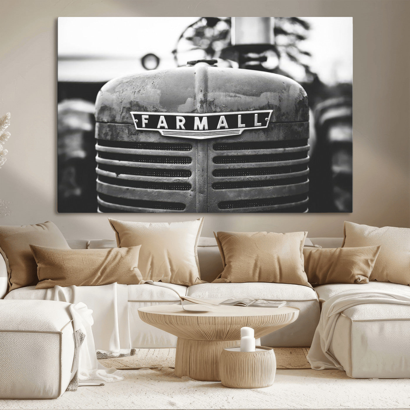 MGV-CV-36X24 - Vintage Farmall Tractor Wall Art Canvas Print, Rustic Farmhouse Decor Ready to Hang