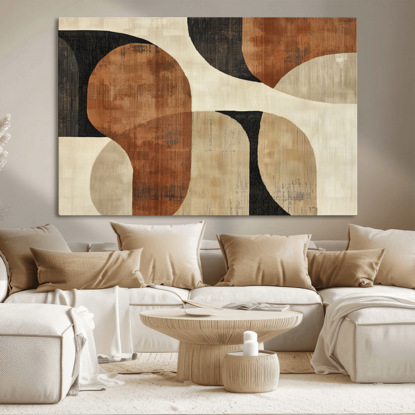 MGV-CV-36X24 - Wabi Sabi Abstract Wall Art Canvas Print | Large Minimalist Modern Geometric Wall Decor for Living