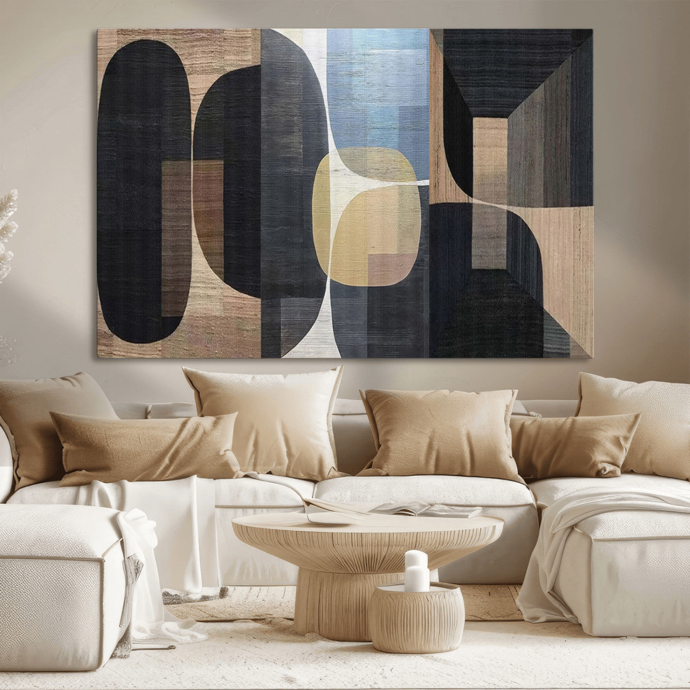 MGV-CV-36X24 - Minimalist Wabi Sabi Abstract Geometric Wall Art Canvas Print – Modern Minimalist Shapes – Ready to