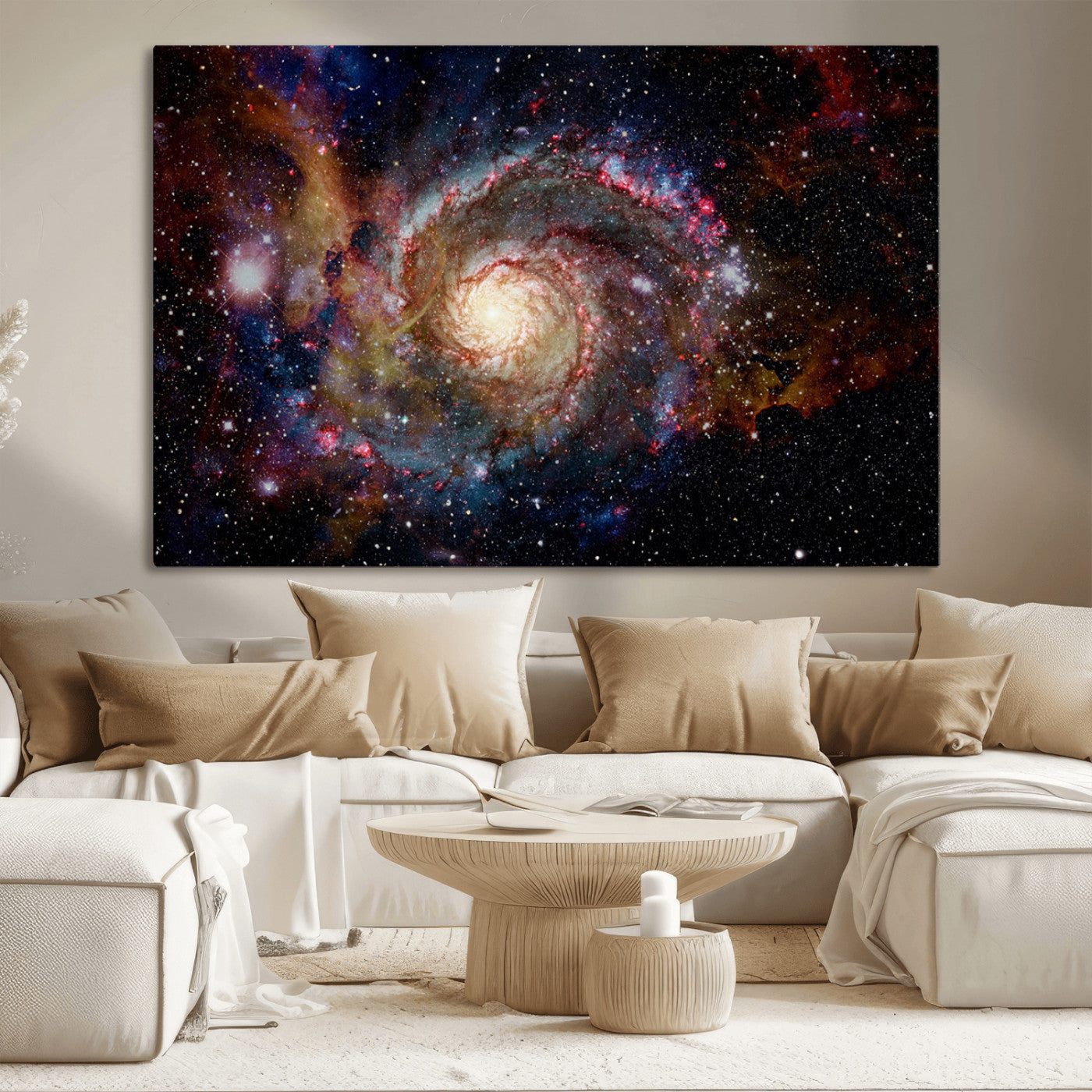 MGV-CV-36X24 - Nebula and Galaxies in Space Wall Art Canvas Print, Spiral Galaxy Wall Art Canvas Print