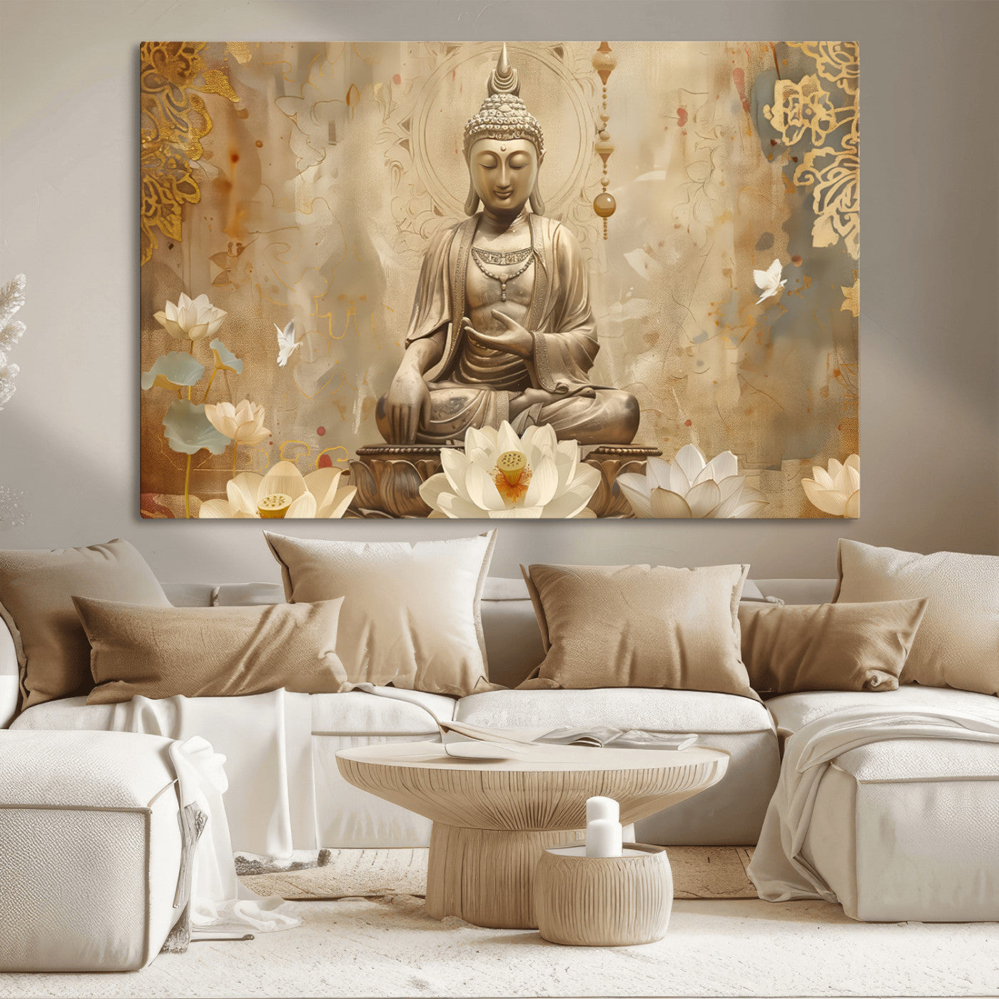 MGV-CV-36X24 - Buddha Wall Art Canvas Print, Buddha Meditation Room Decor, Yoga Room Wall Decor