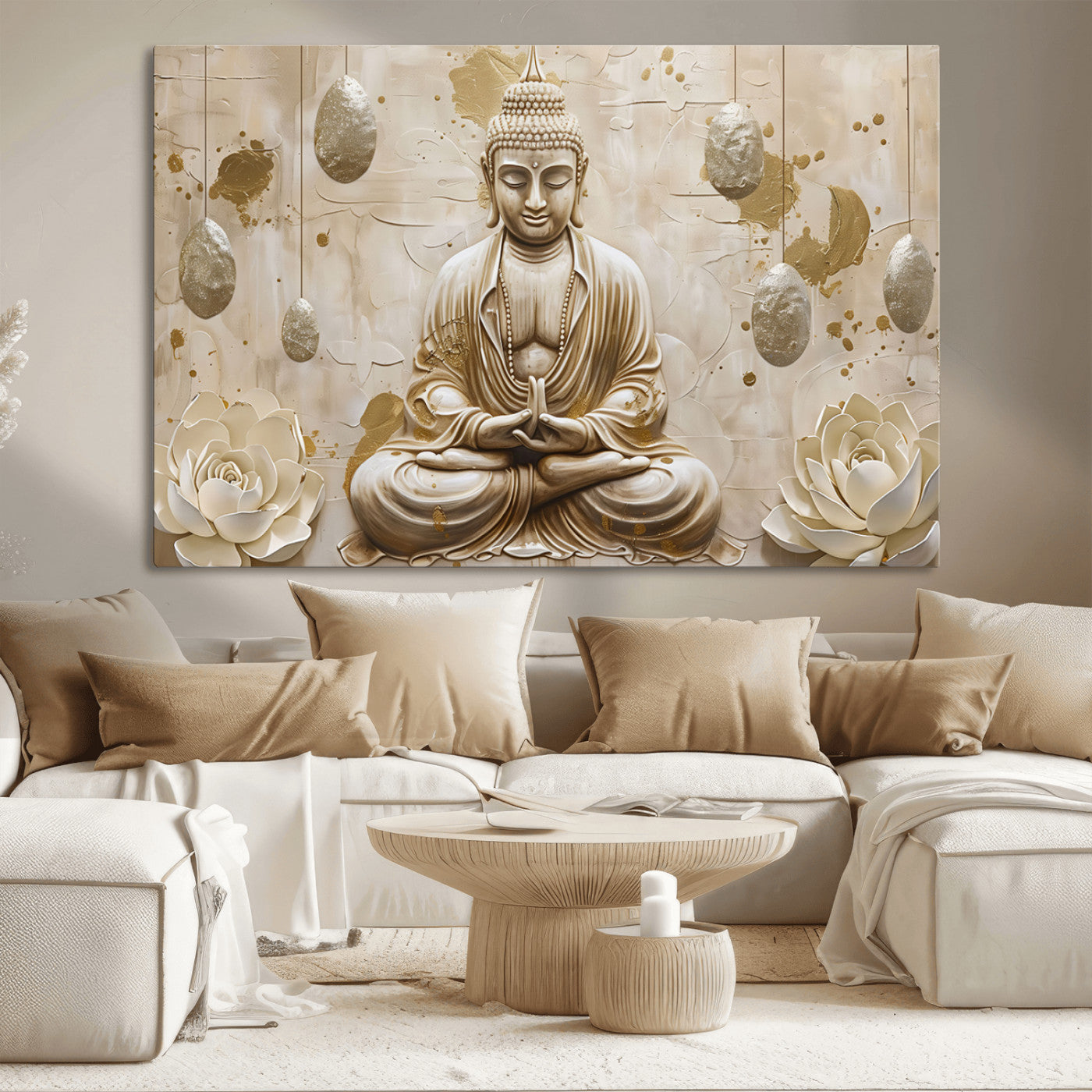 MGV-CV-36X24 - Serene Buddha Wall Art | Yoga Room Decor and Meditation Wall Art Print | Framed and Ready to Hang
