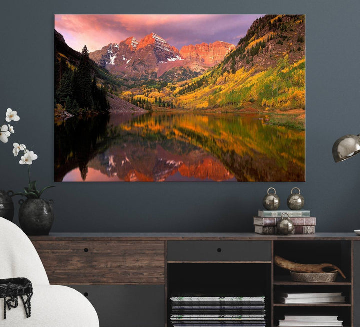 Colorado Rockies Mountain Sunset Wall Art | Ready to Hang and Framed | Scenic Nature Landscape Canvas Print