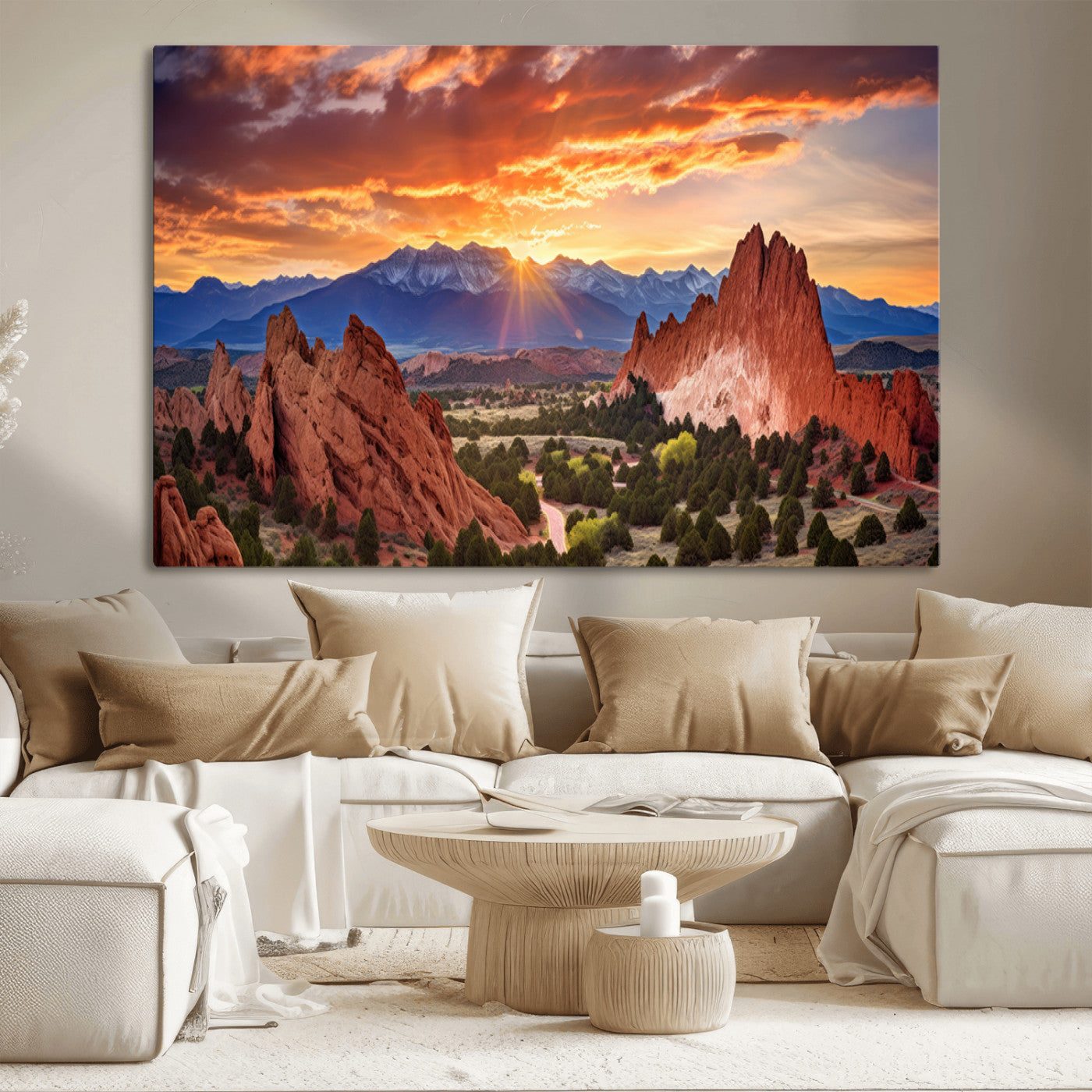 MGV-CV-36X24 - Rocky Mountains Sunset Wall Art Canvas Print – Ready to Hang, Framed Colorado Landscape