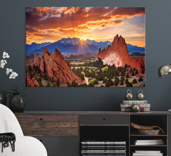 Rocky Mountains Sunset Wall Art Canvas Print – Ready to Hang, Framed Colorado Landscape