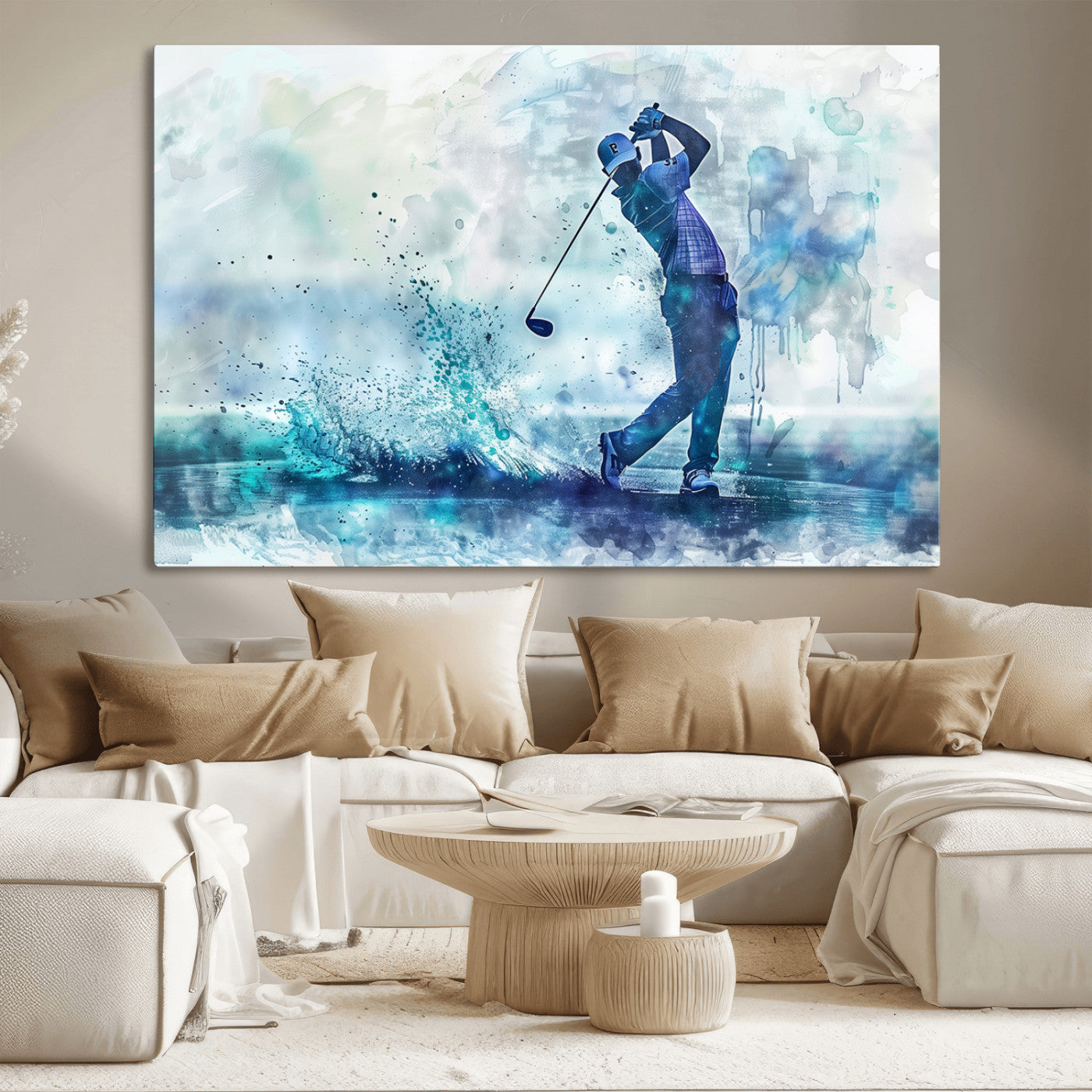 MGV-CV-36X24 - Golf Swing Wall Art Canvas Print - Sports-Inspired Watercolor Decor - Ready to Hang