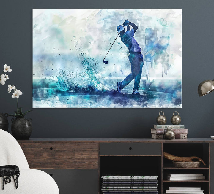 Golf Swing Wall Art Canvas Print - Sports-Inspired Watercolor Decor - Ready to Hang