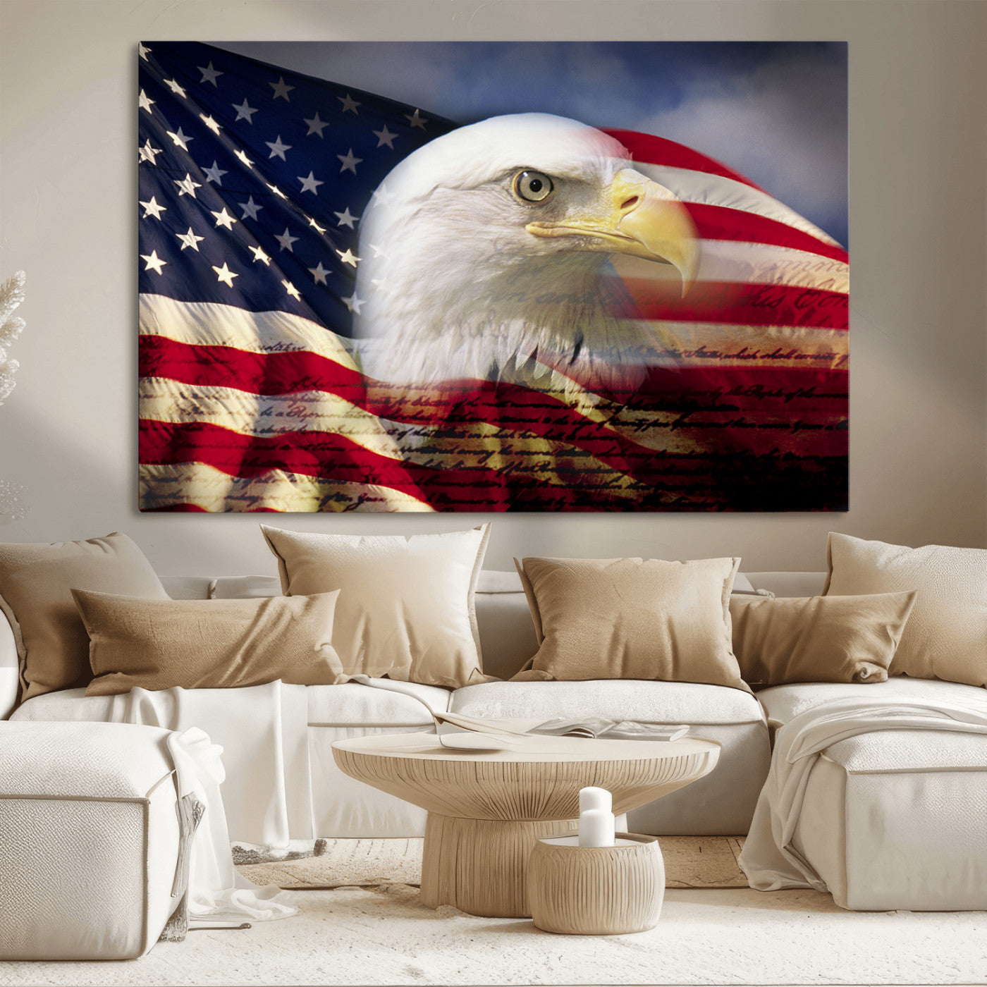 MGV-CV-36X24 - American Flag Eagle Symbol Wall Art, American Flag Eagle Wall Art Canvas Print
