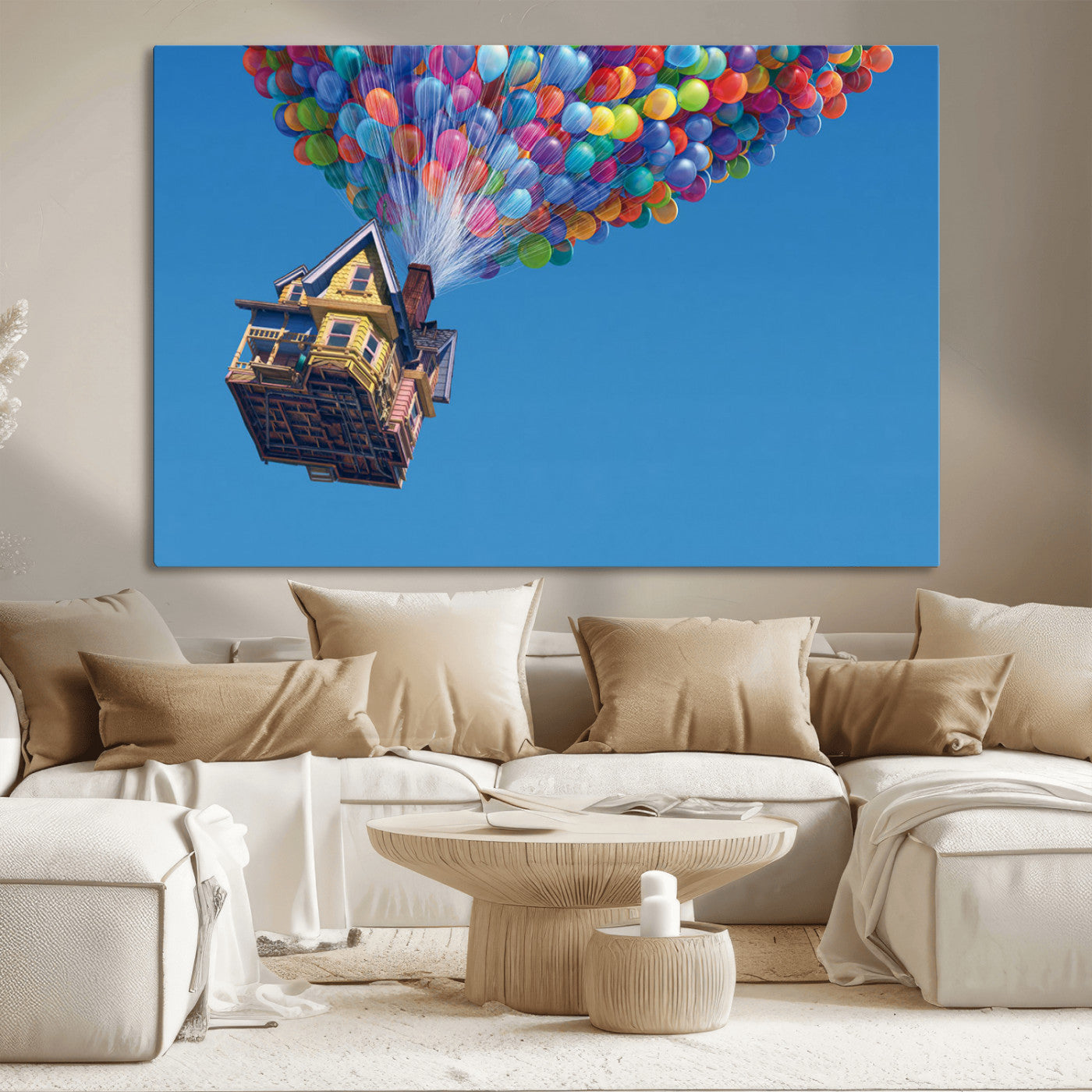 MGV-CV-36X24 - Carl Fredricksen, Up Movie Wall Art, Balloons Wall Art, Air Balloons for Kids Room Print