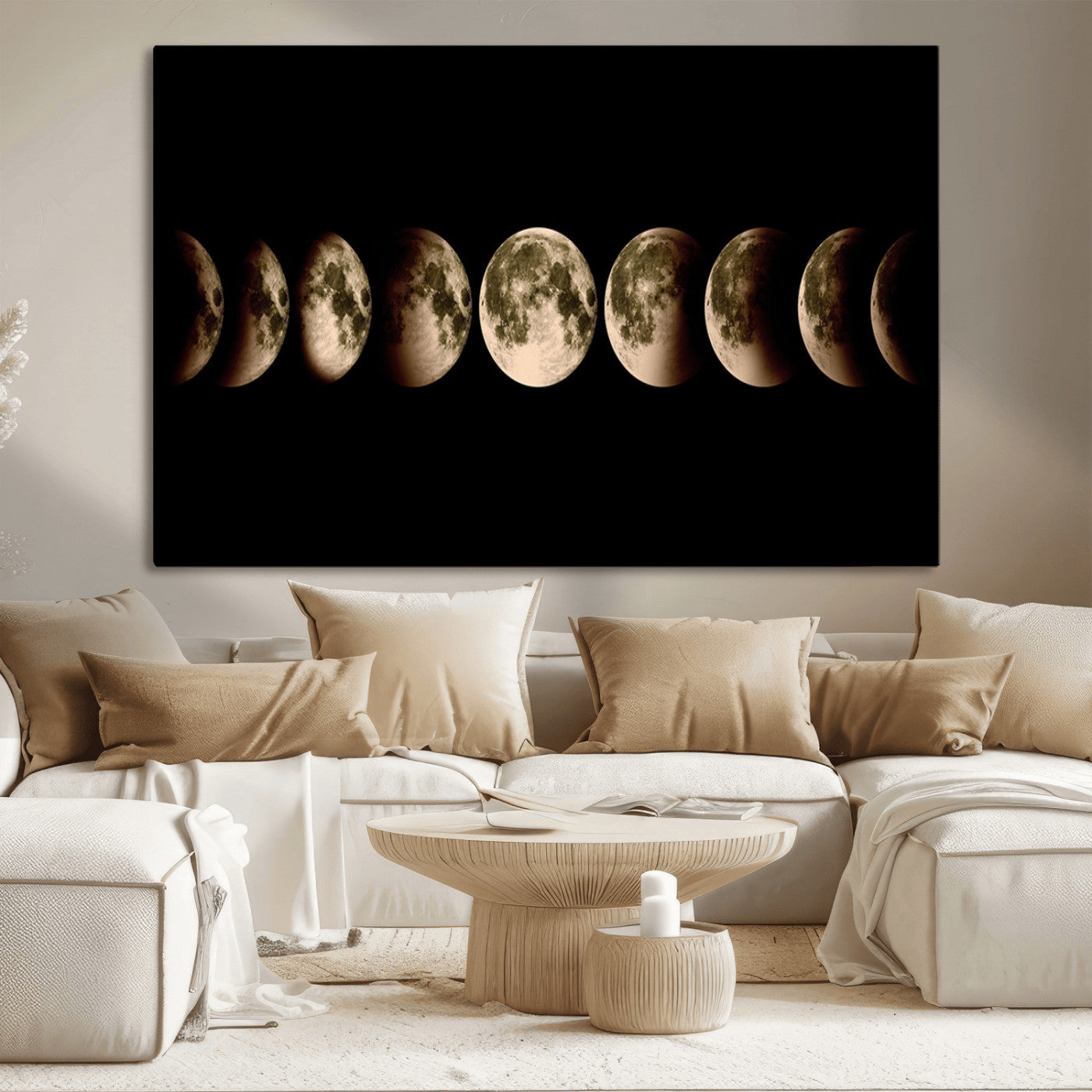 MGV-CV-36X24 - Phases of the Moon Wall Art | Canvas Print for Modern Wall Decor | Ready to Hang and Framed