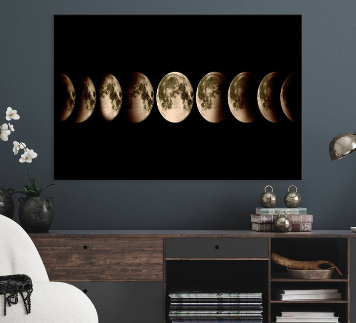 Phases of the Moon canvas print, ideal for lunar sequence decor.